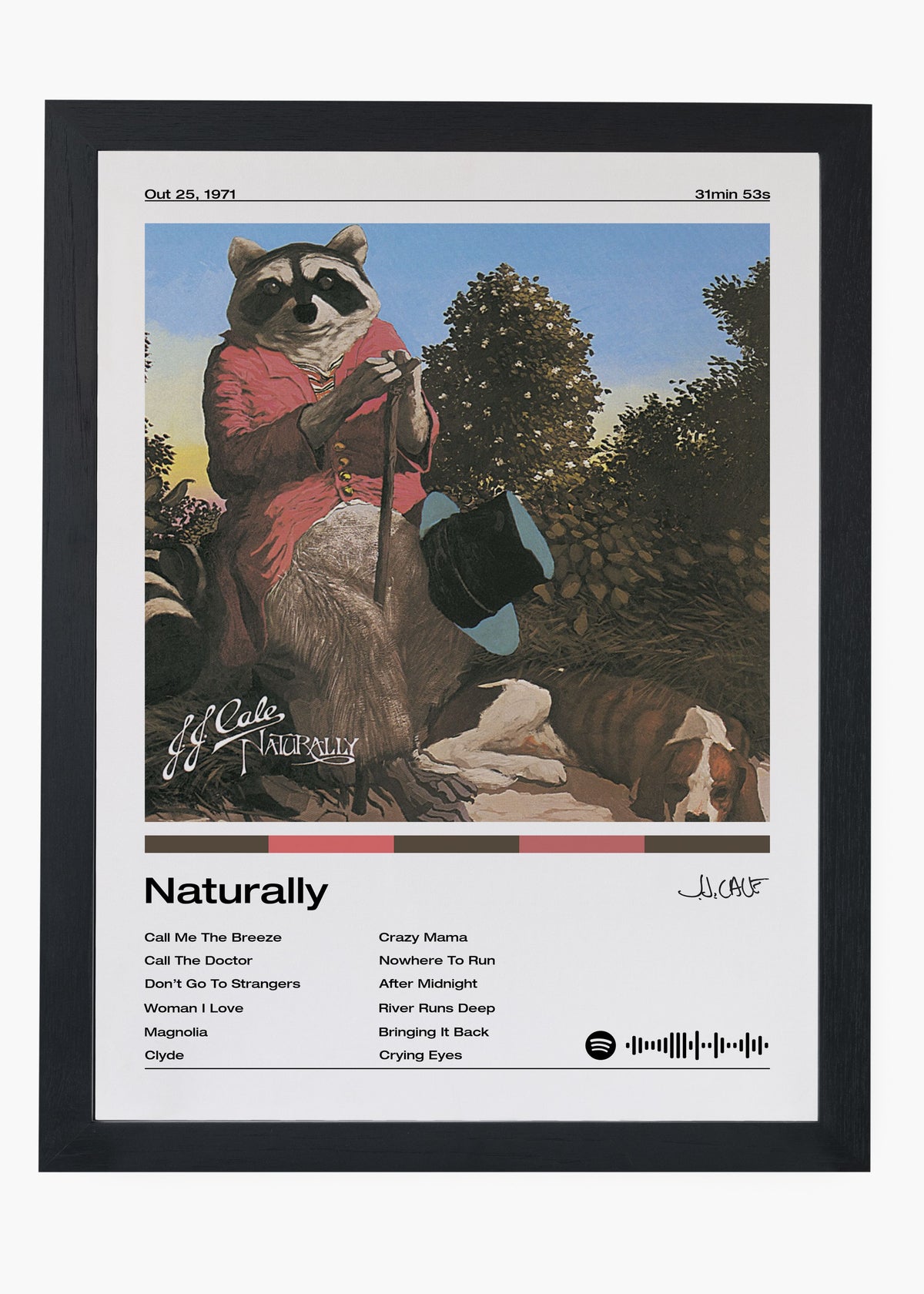 Quadro decorativo J. J. Cale Naturally — arte de blues rock para parede | Cübe Quadros