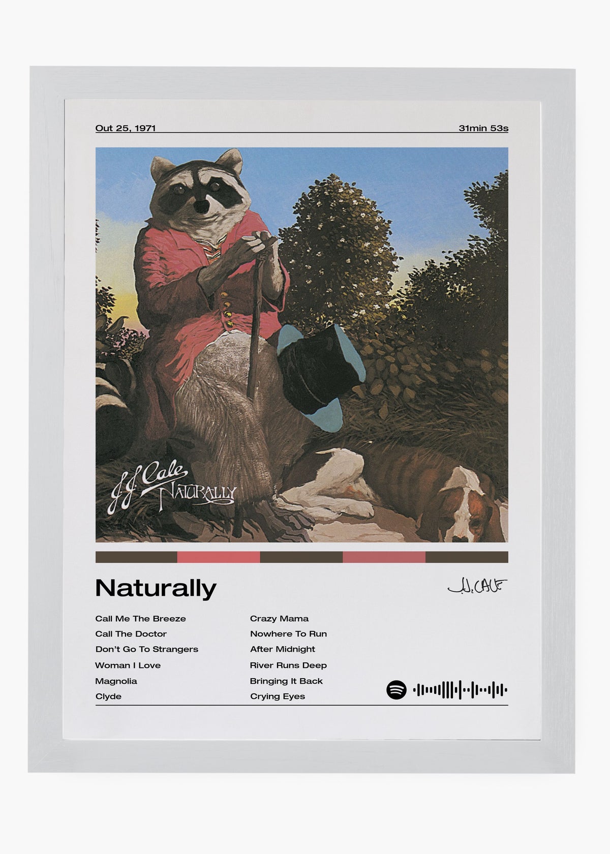 Quadro decorativo J. J. Cale Naturally — arte de blues rock para parede | Cübe Quadros
