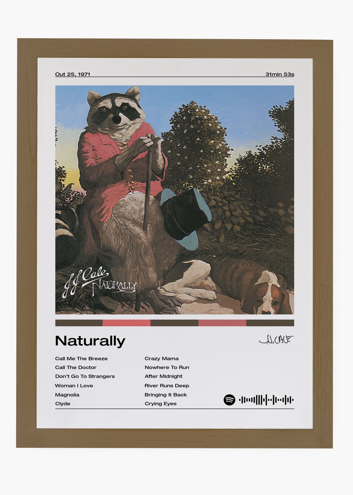 Quadro decorativo J. J. Cale Naturally — arte de blues rock para parede | Cübe Quadros