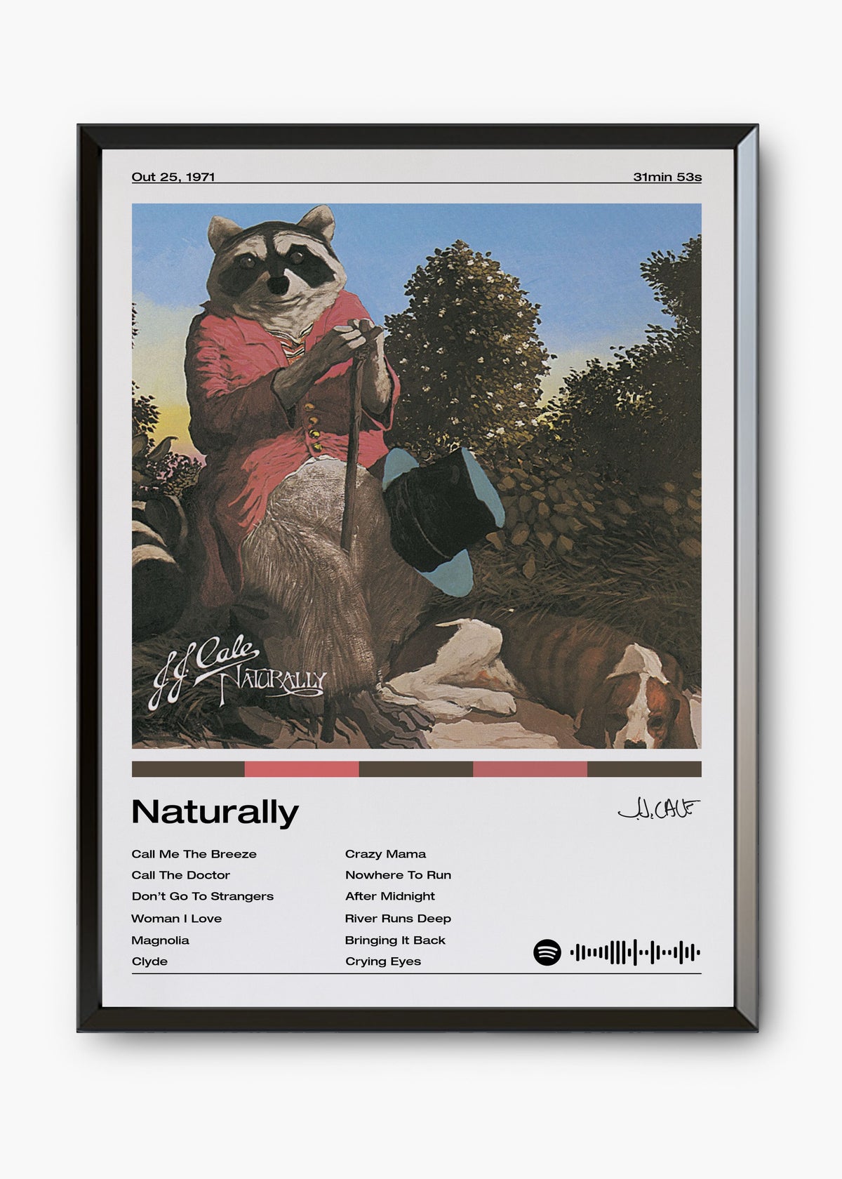 Quadro decorativo J. J. Cale Naturally — arte de blues rock para parede | Cübe Quadros