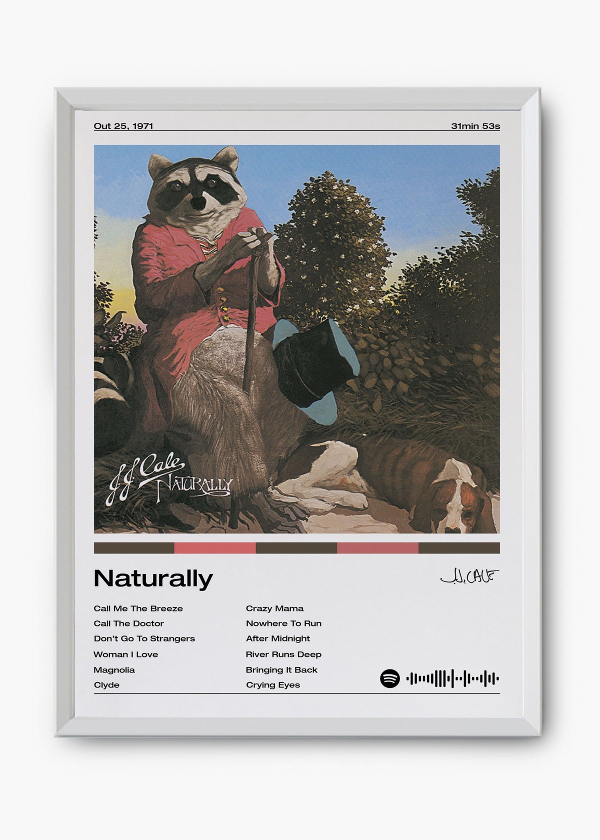 Quadro decorativo J. J. Cale Naturally — arte de blues rock para parede | Cübe Quadros