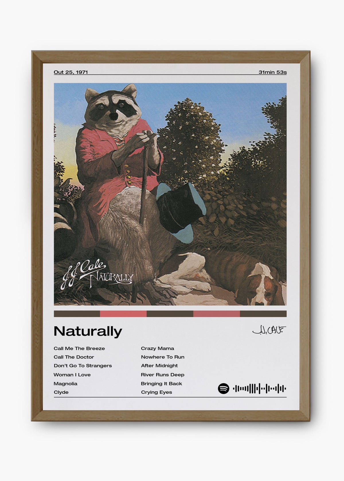 Quadro decorativo J. J. Cale Naturally — arte de blues rock para parede | Cübe Quadros