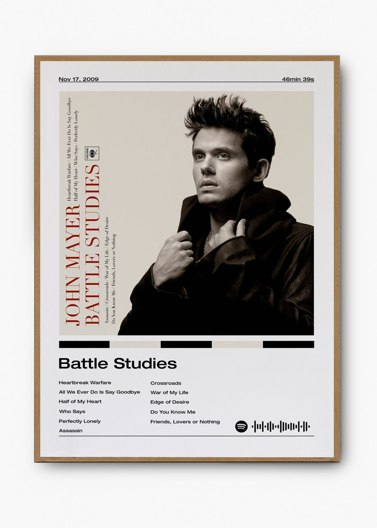 Quadro decorativo John Mayer Battle Studies — arte musical para parede | Cübe Quadros