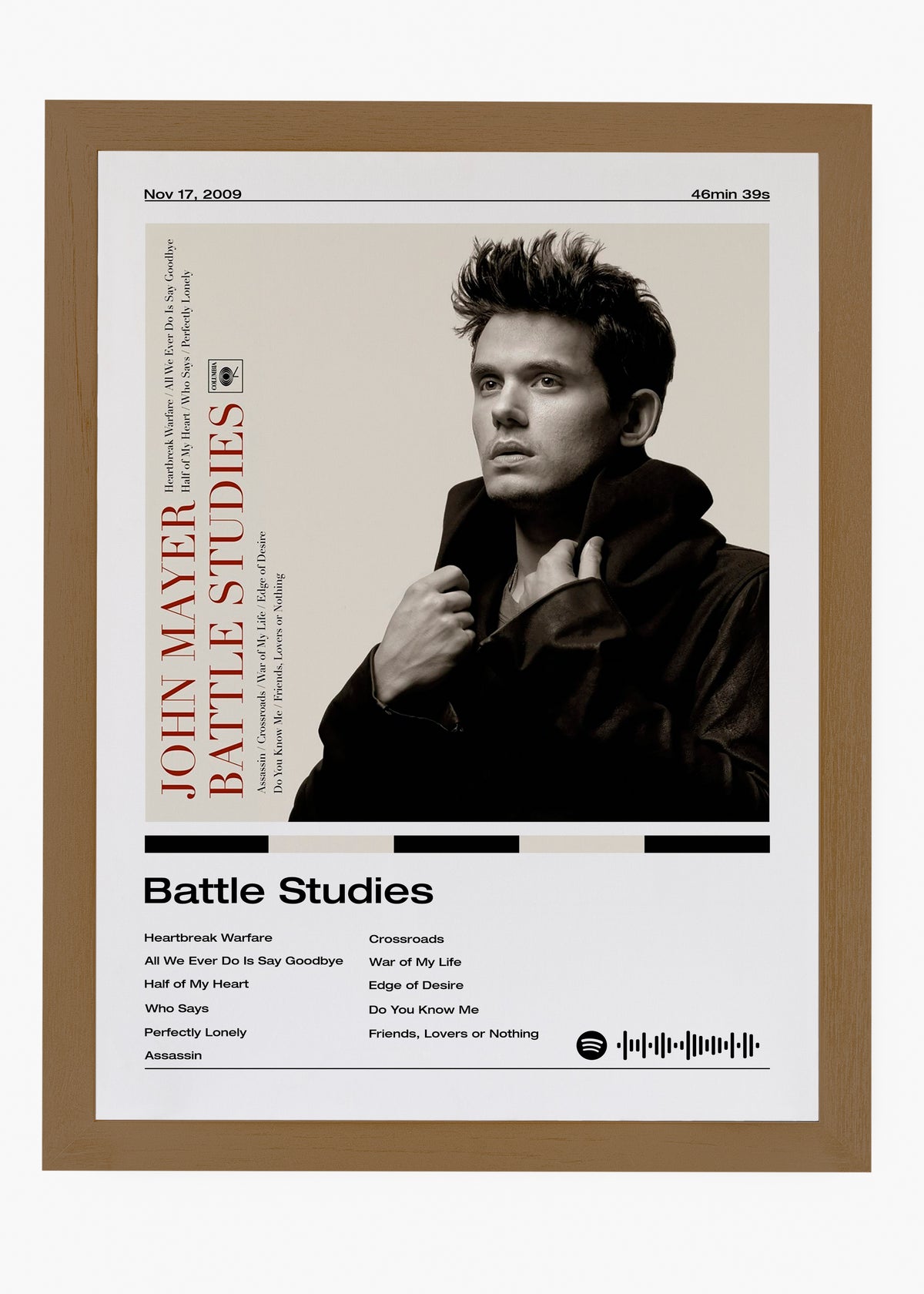 Quadro decorativo John Mayer Battle Studies — arte musical para parede | Cübe Quadros