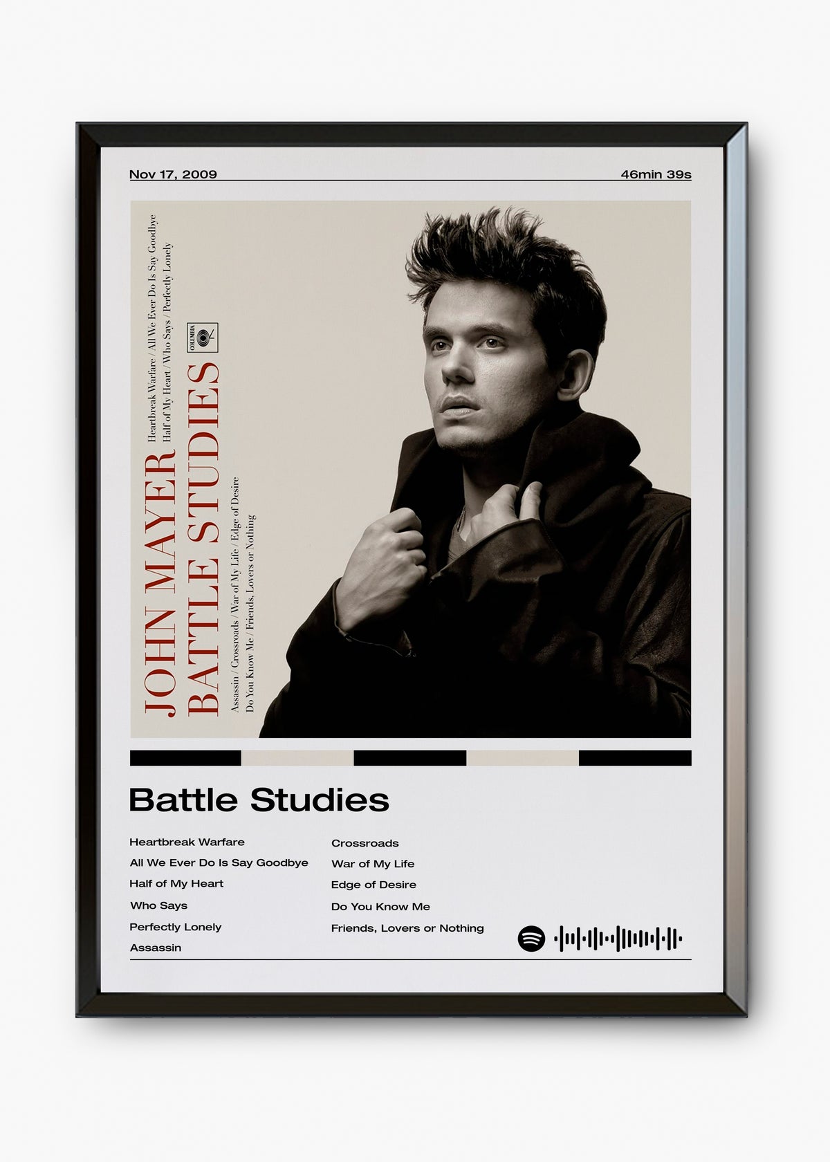Quadro decorativo John Mayer Battle Studies — arte musical para parede | Cübe Quadros
