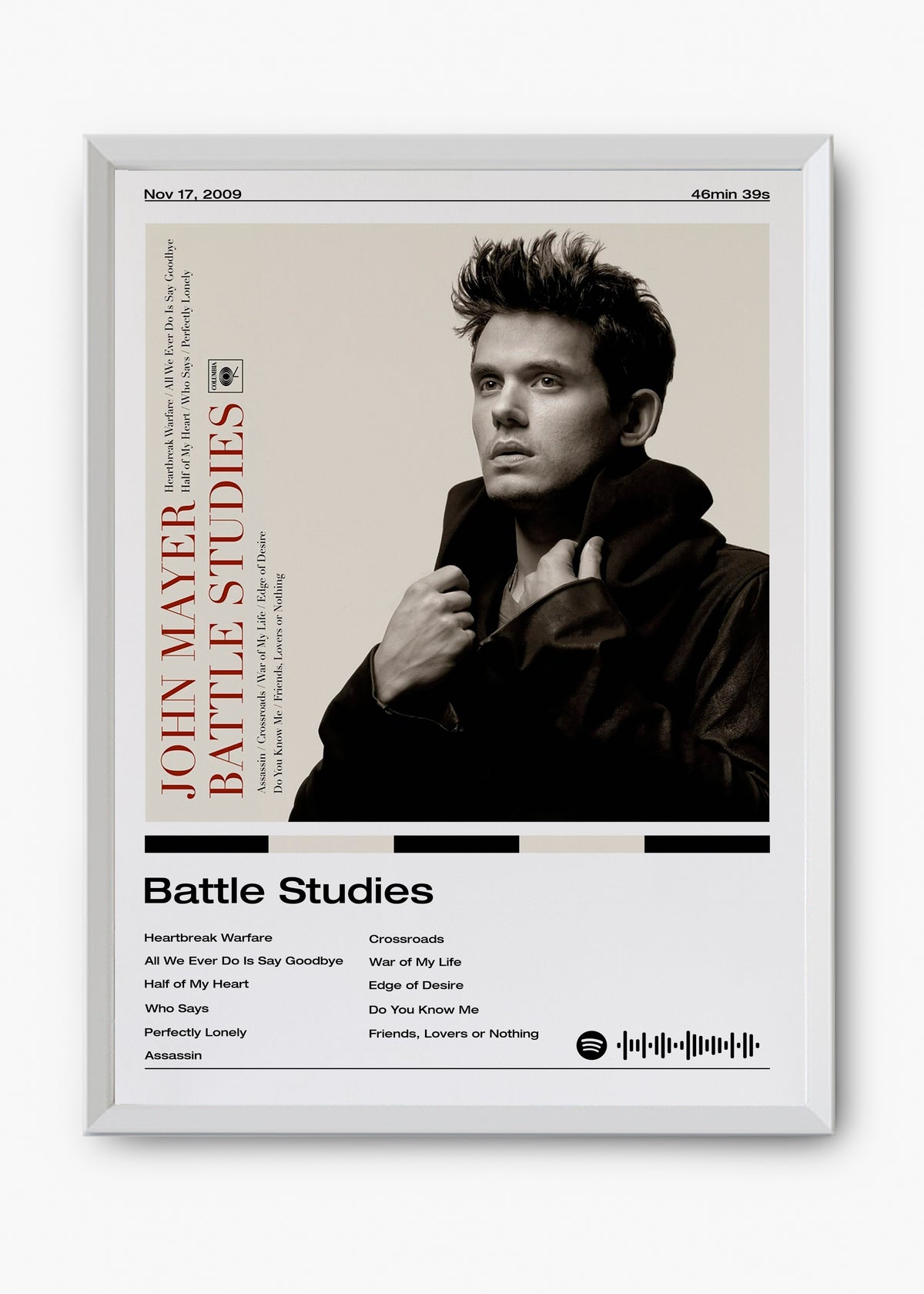 Quadro decorativo John Mayer Battle Studies — arte musical para parede | Cübe Quadros