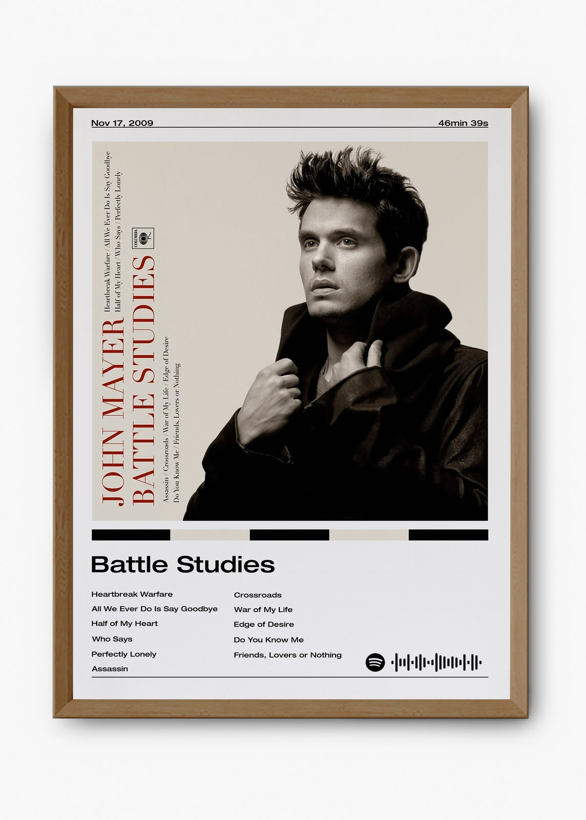 Quadro decorativo John Mayer Battle Studies — arte musical para parede | Cübe Quadros