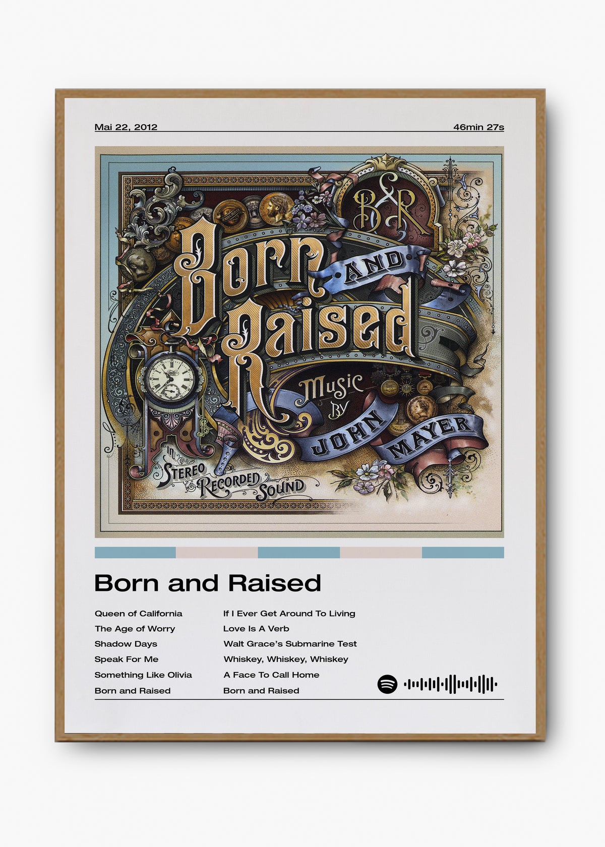 Quadro decorativo John Mayer Born and Raised — arte musical para parede | Cübe Quadros