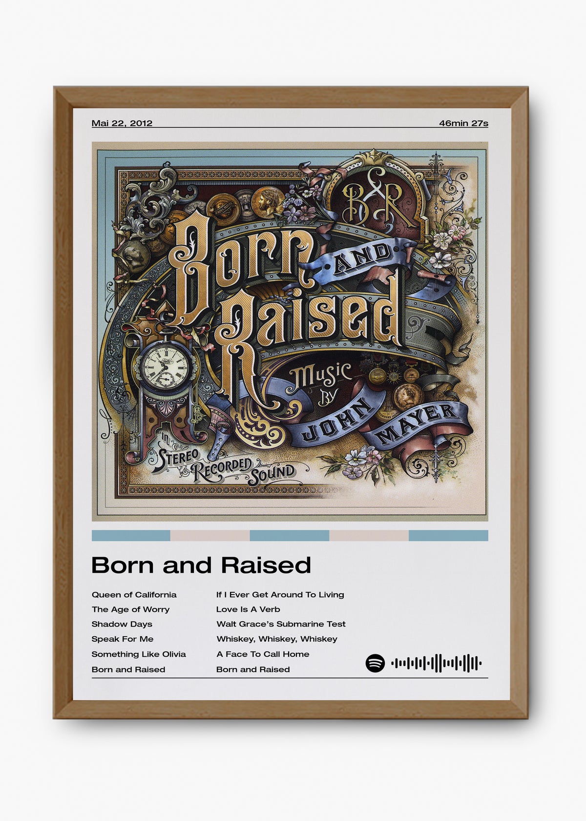Quadro decorativo John Mayer Born and Raised — arte musical para parede | Cübe Quadros