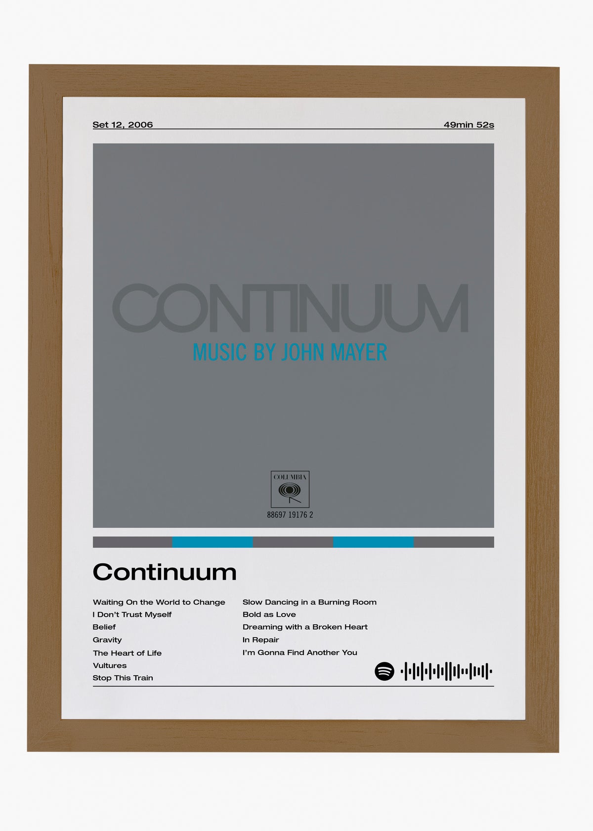 Quadro decorativo John Mayer Continuum — arte musical para parede | Cübe Quadros