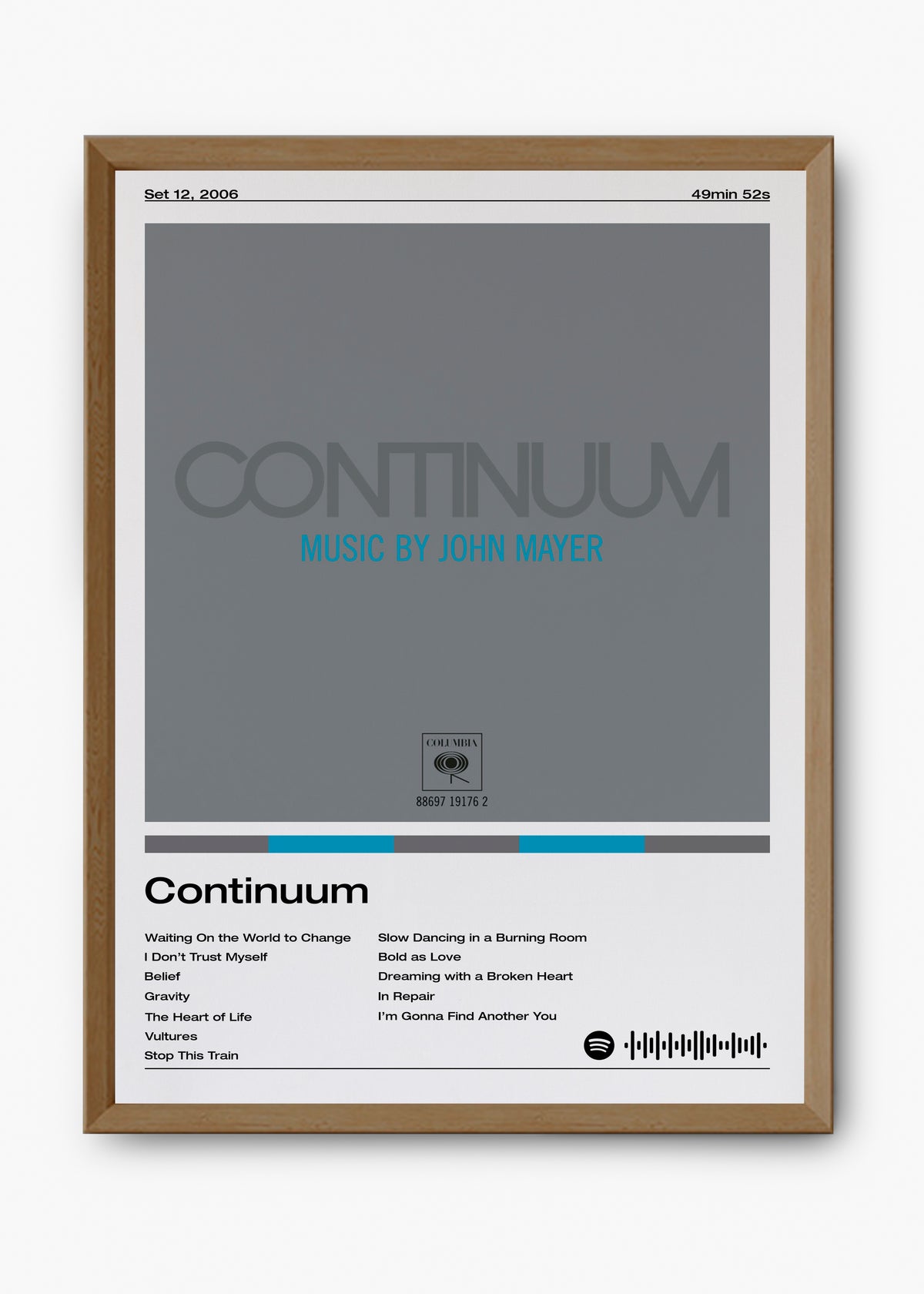 Quadro decorativo John Mayer Continuum — arte musical para parede | Cübe Quadros
