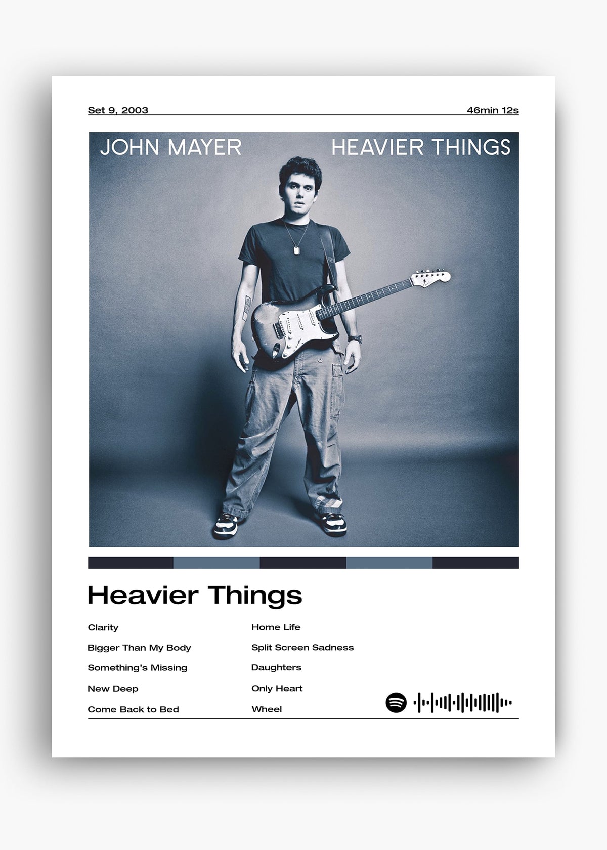 Quadro decorativo John Mayer Heavier Things — arte musical para parede | Cübe Quadros