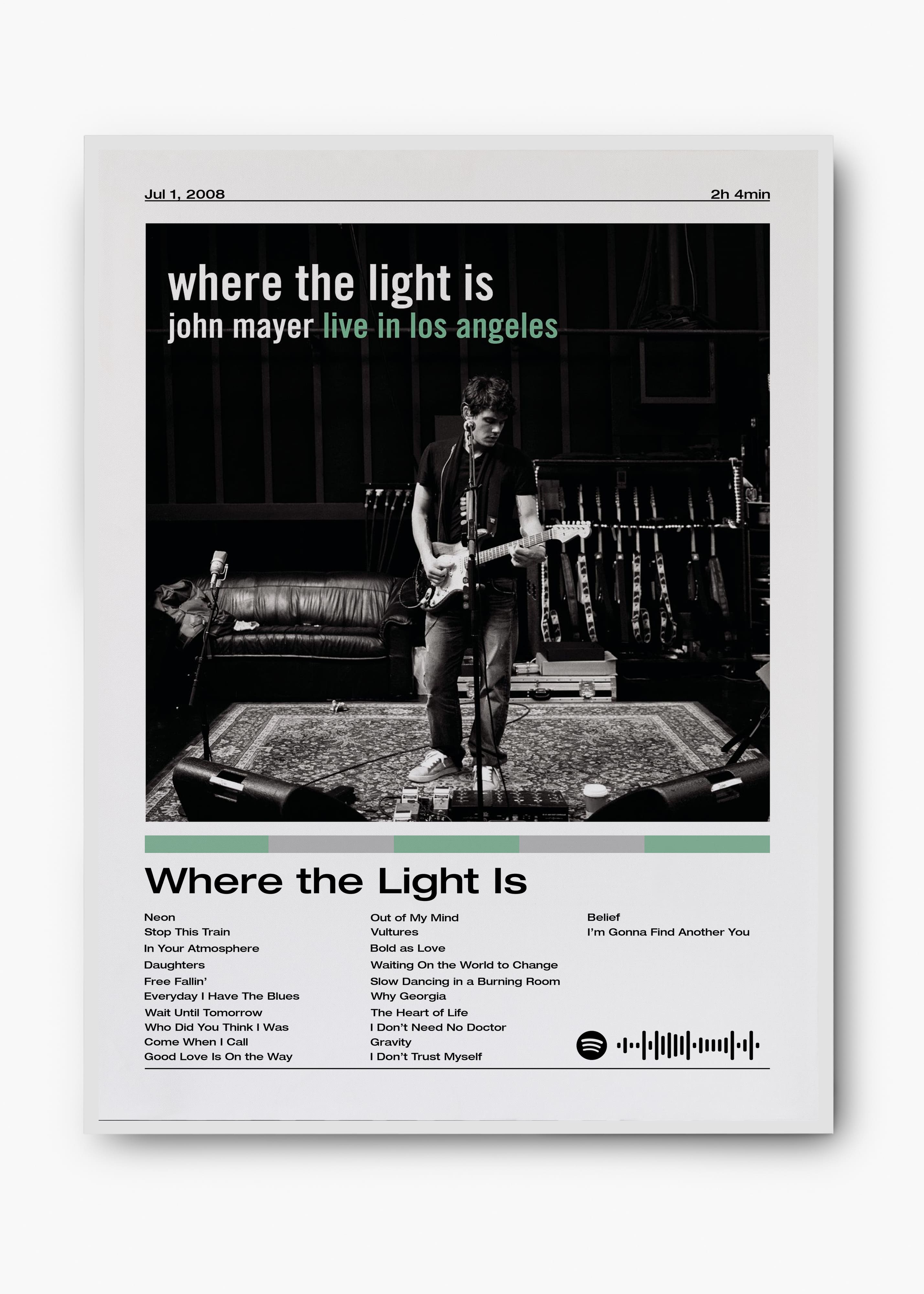 Quadro John Mayer Where the Light Is