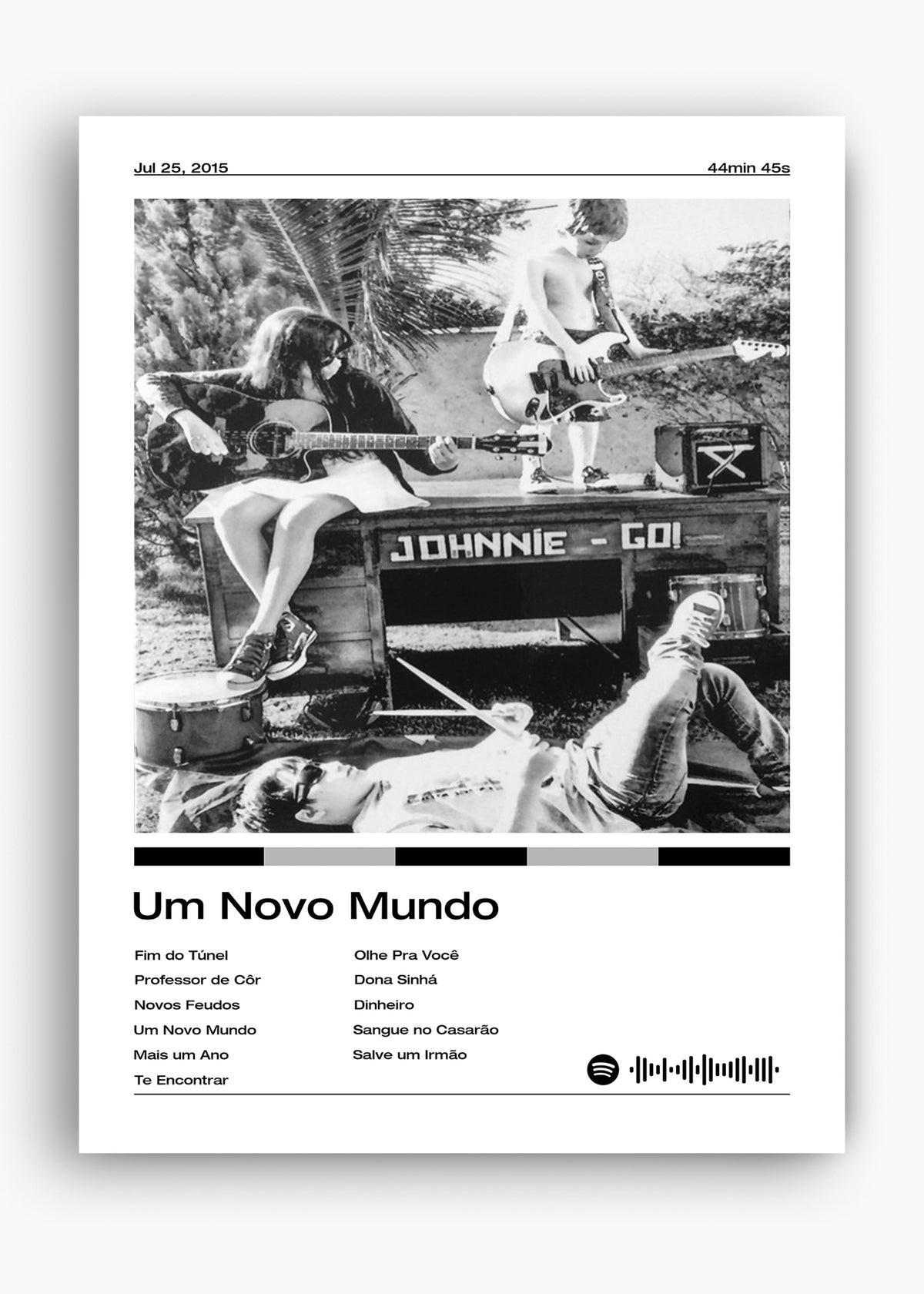 Quadro decorativo Johnnie Go! Um Novo Mundo — arte musical brasileira para parede | Cübe Quadros