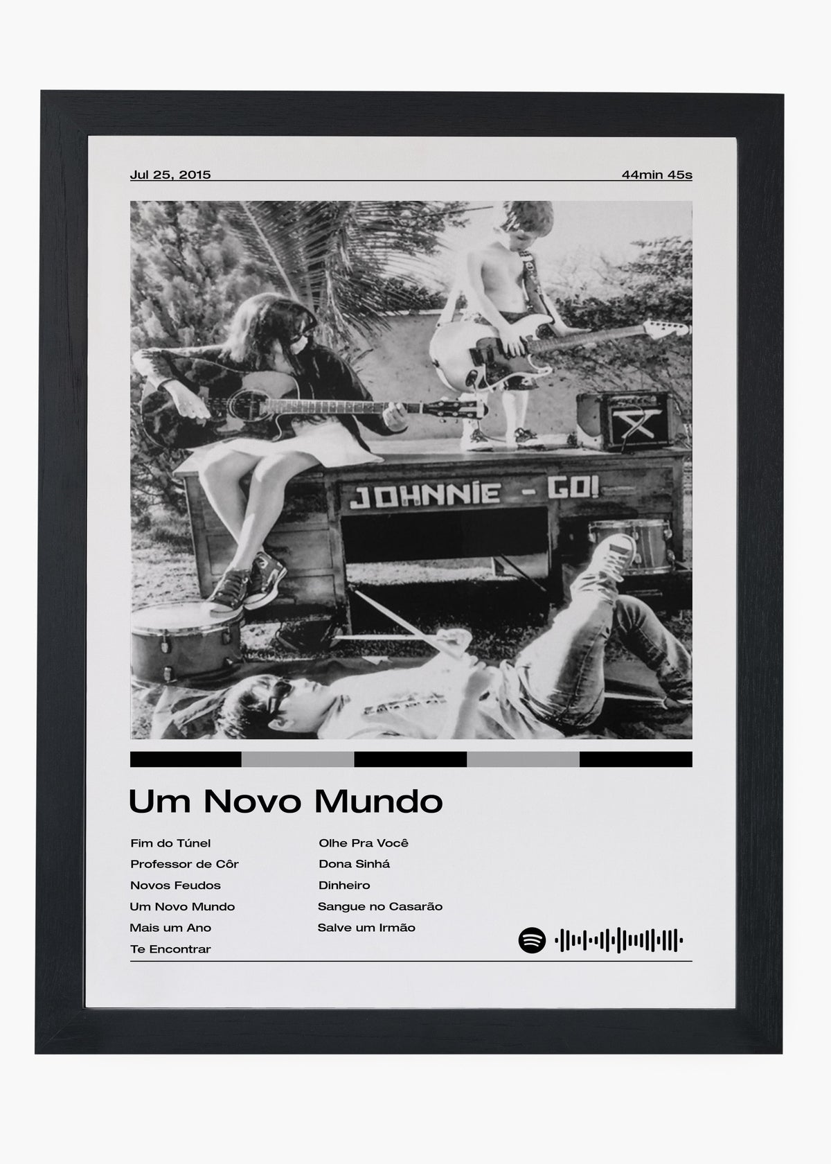 Quadro decorativo Johnnie Go! Um Novo Mundo — arte musical brasileira para parede | Cübe Quadros