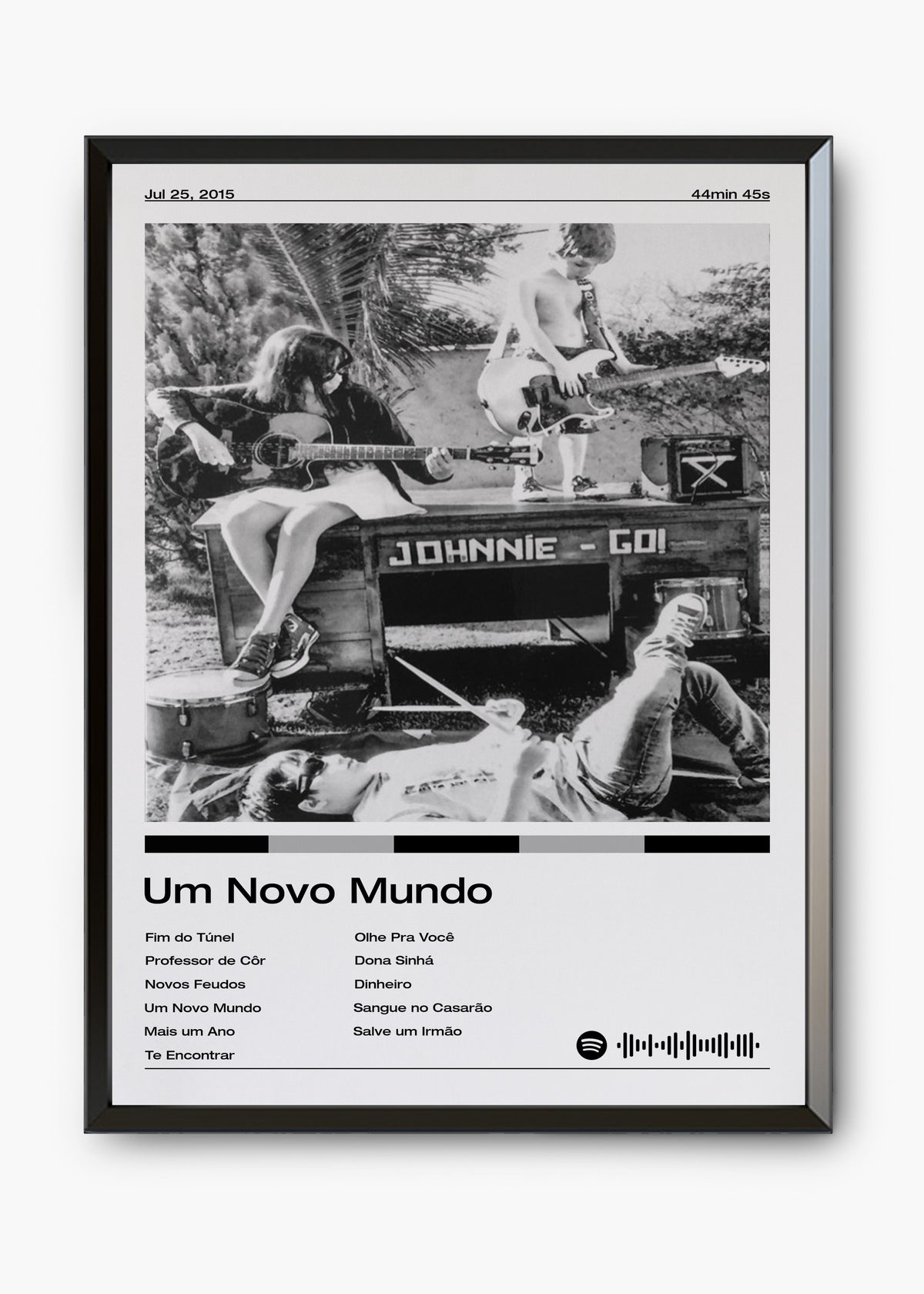 Quadro decorativo Johnnie Go! Um Novo Mundo — arte musical brasileira para parede | Cübe Quadros