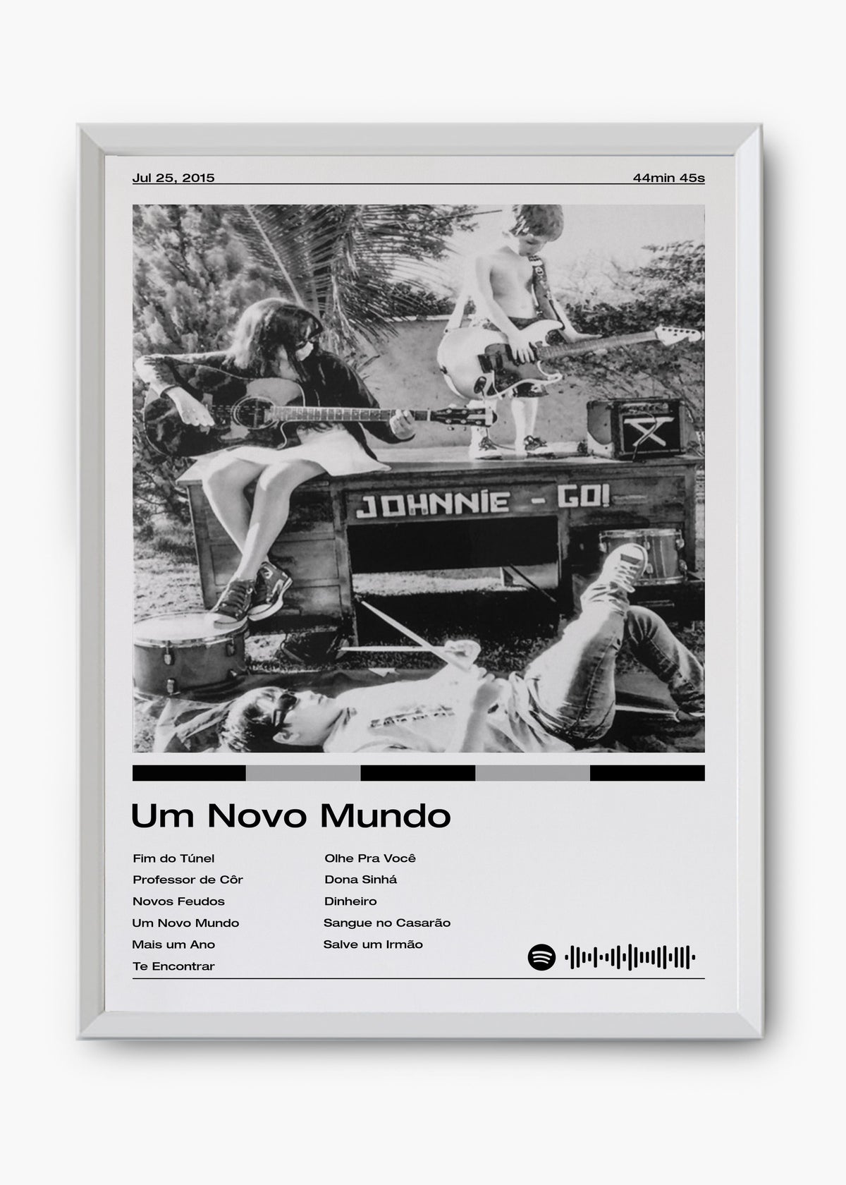 Quadro decorativo Johnnie Go! Um Novo Mundo — arte musical brasileira para parede | Cübe Quadros
