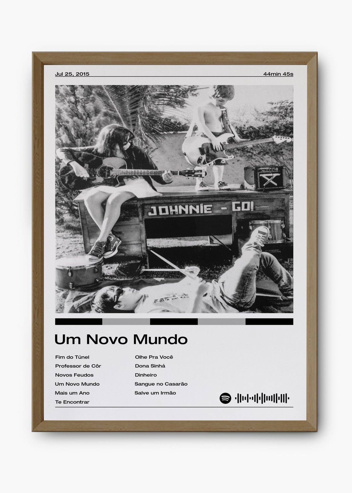Quadro decorativo Johnnie Go! Um Novo Mundo — arte musical brasileira para parede | Cübe Quadros
