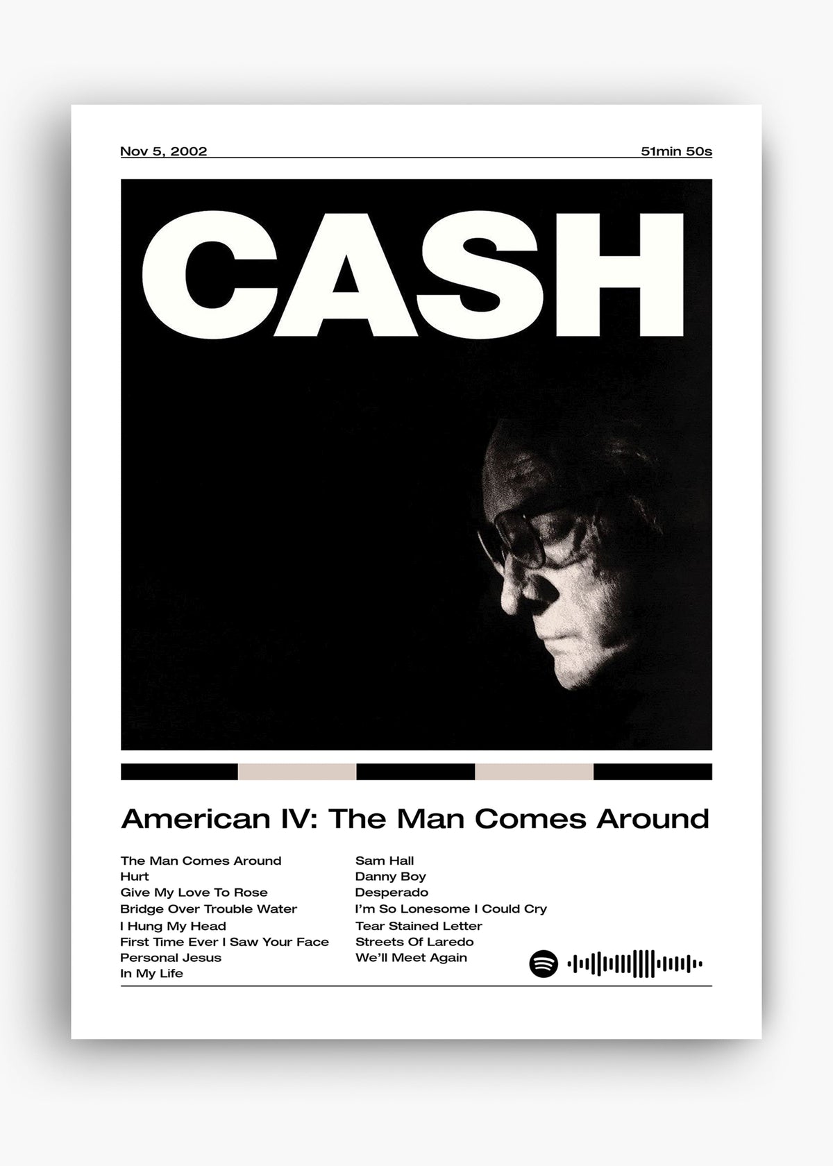 Quadro decorativo Johnny Cash American IV The Man Comes Around — arte de country para parede | Cübe Quadros
