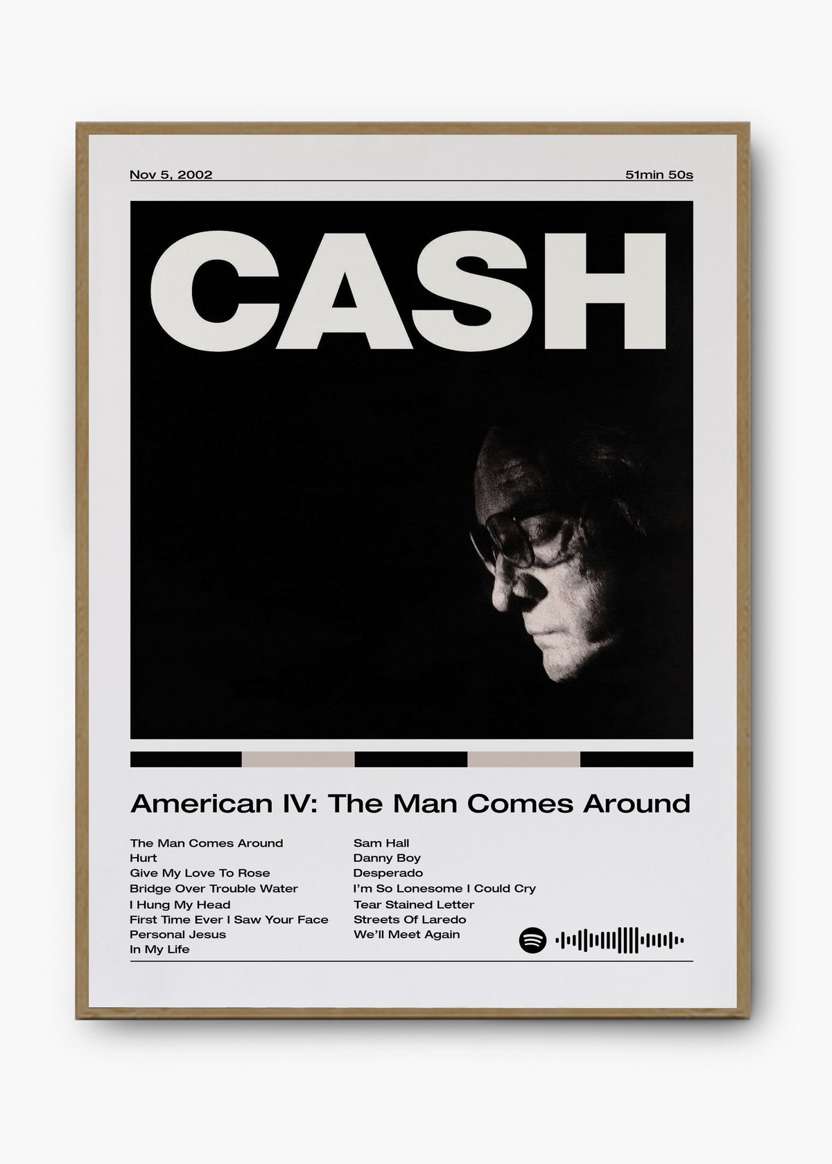 Quadro decorativo Johnny Cash American IV The Man Comes Around — arte de country para parede | Cübe Quadros