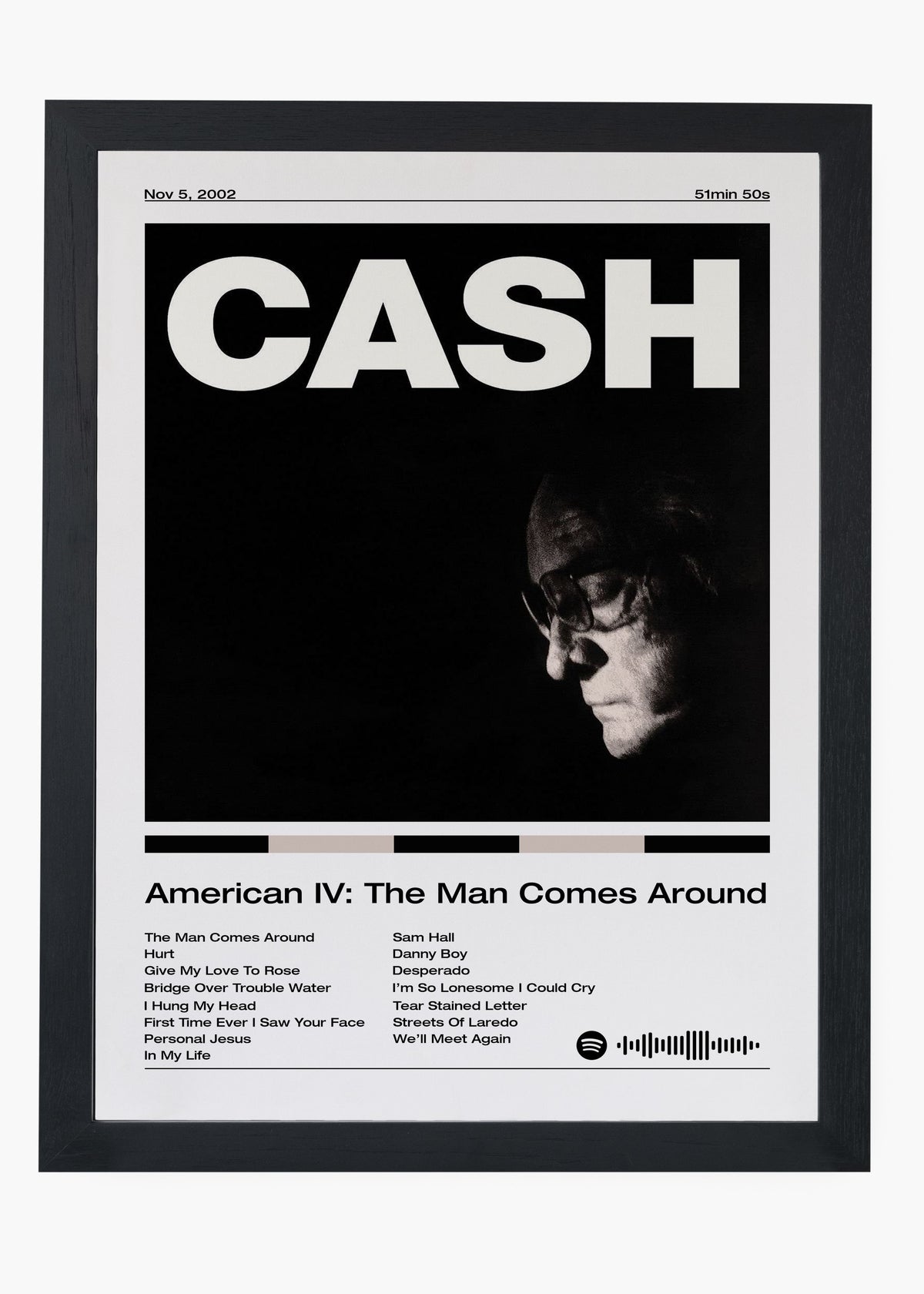 Quadro decorativo Johnny Cash American IV The Man Comes Around — arte de country para parede | Cübe Quadros