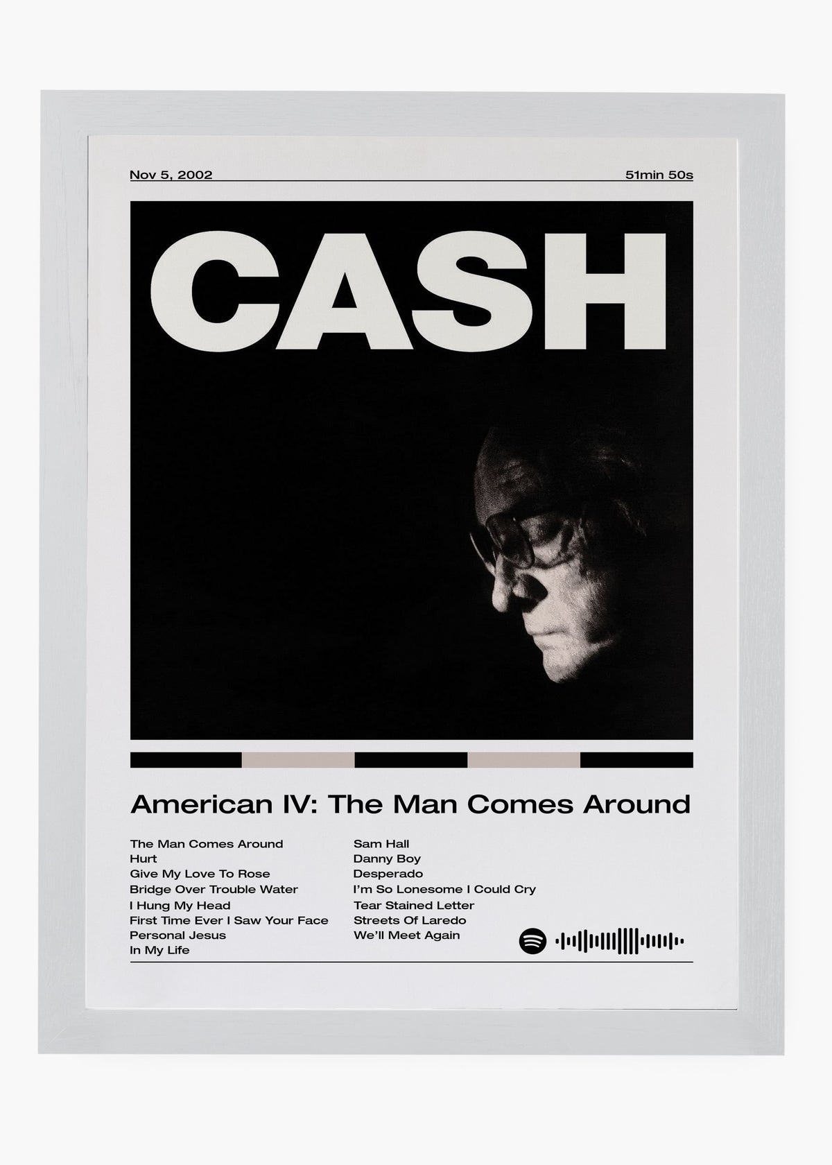 Quadro decorativo Johnny Cash American IV The Man Comes Around — arte de country para parede | Cübe Quadros