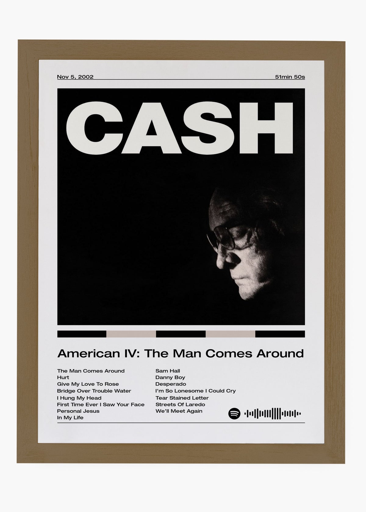 Quadro decorativo Johnny Cash American IV The Man Comes Around — arte de country para parede | Cübe Quadros