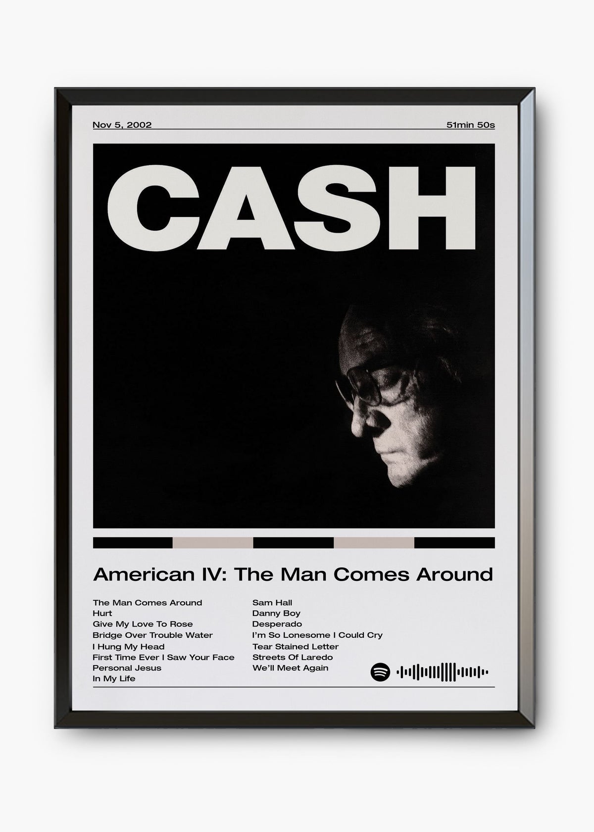 Quadro decorativo Johnny Cash American IV The Man Comes Around — arte de country para parede | Cübe Quadros