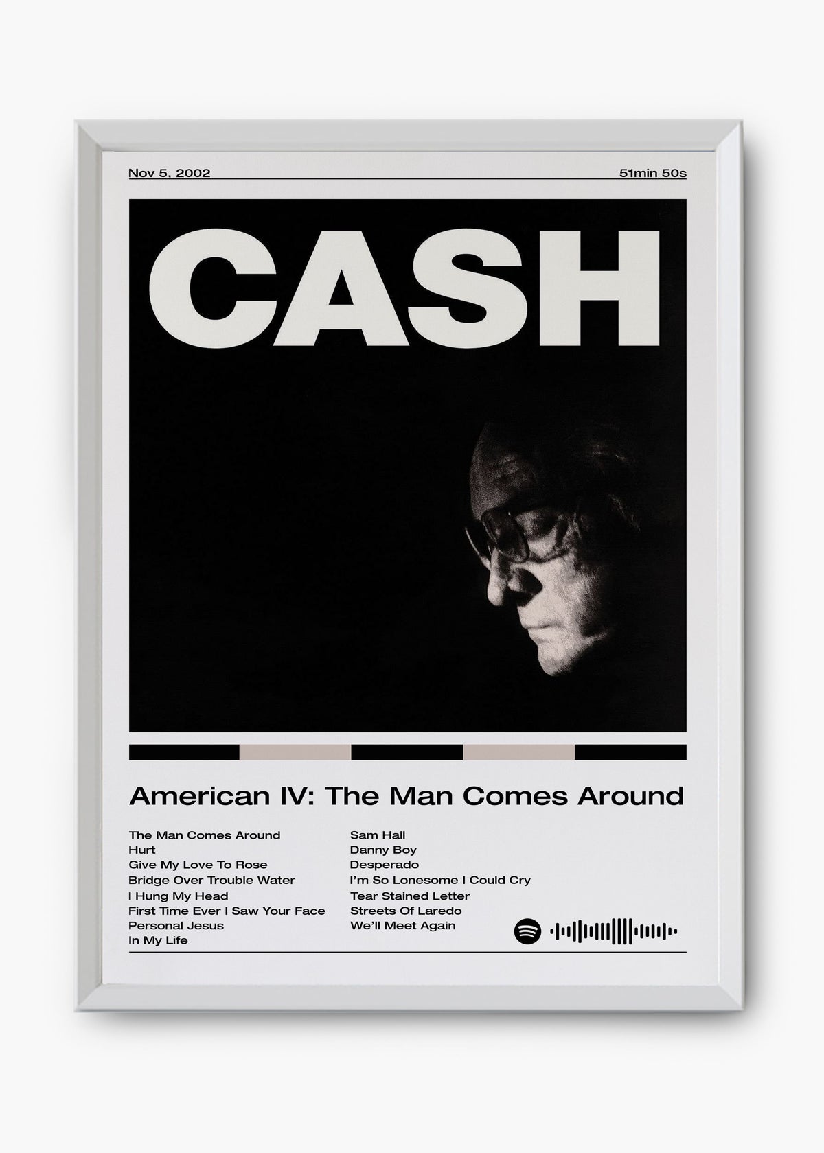 Quadro decorativo Johnny Cash American IV The Man Comes Around — arte de country para parede | Cübe Quadros