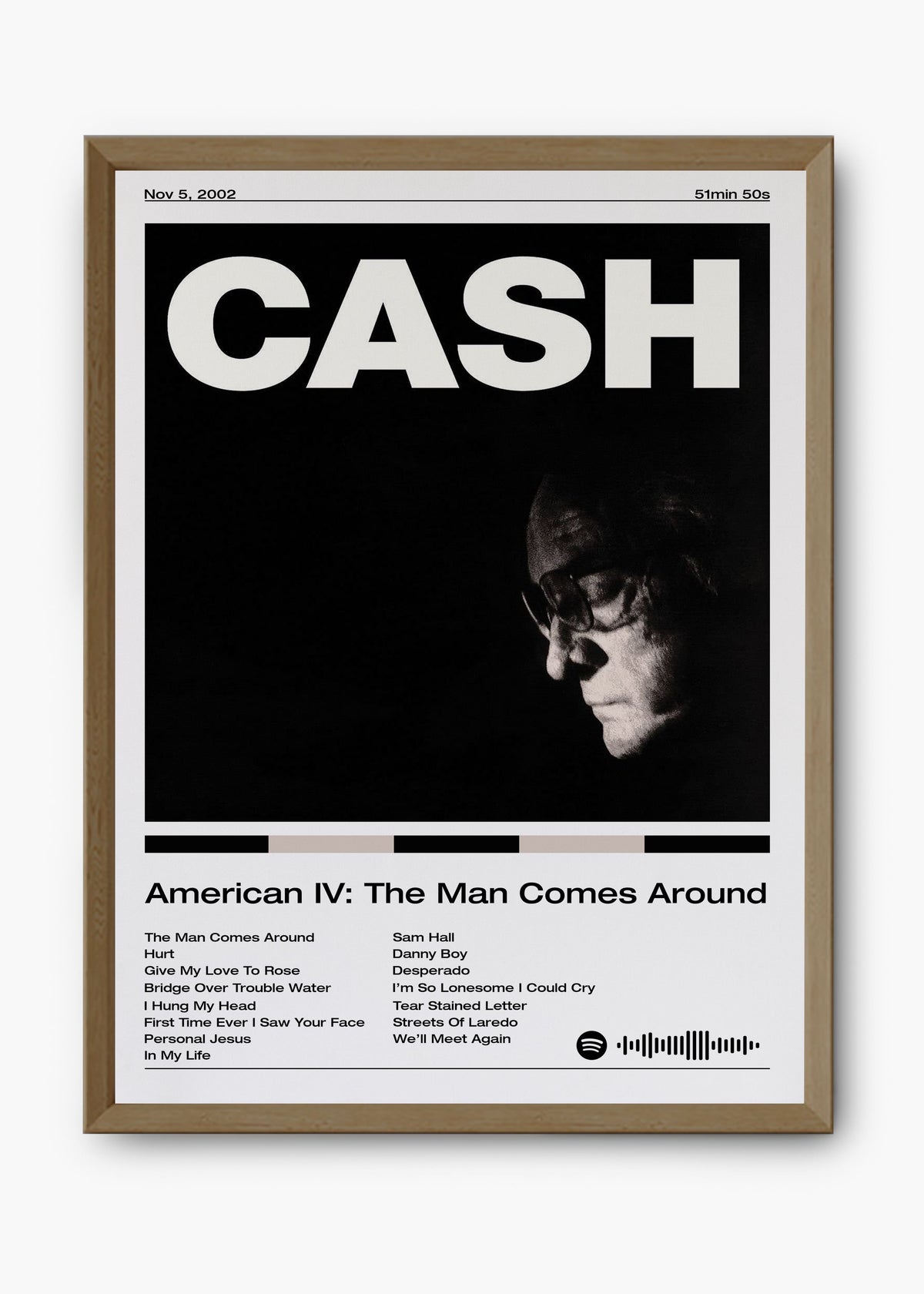 Quadro decorativo Johnny Cash American IV The Man Comes Around — arte de country para parede | Cübe Quadros