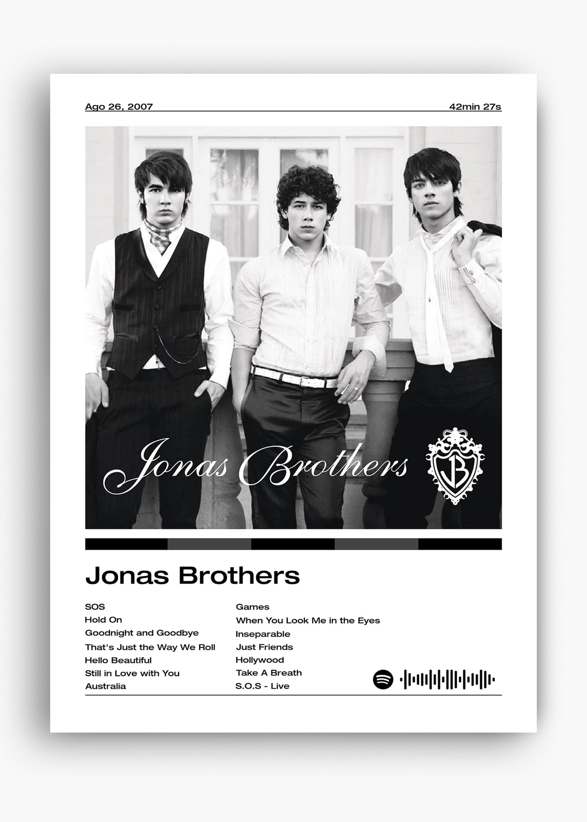 Quadro decorativo Jonas Brothers — arte de pop para parede | Cübe Quadros