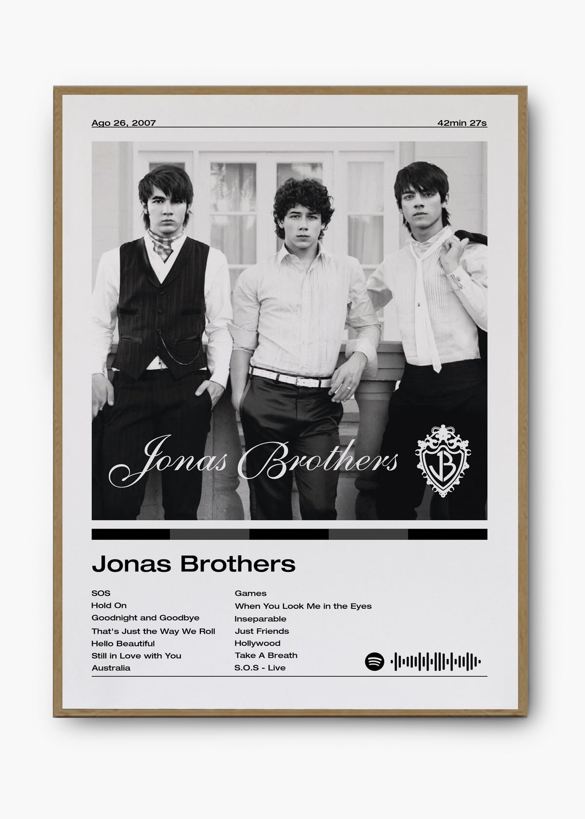 Quadro decorativo Jonas Brothers — arte de pop para parede | Cübe Quadros