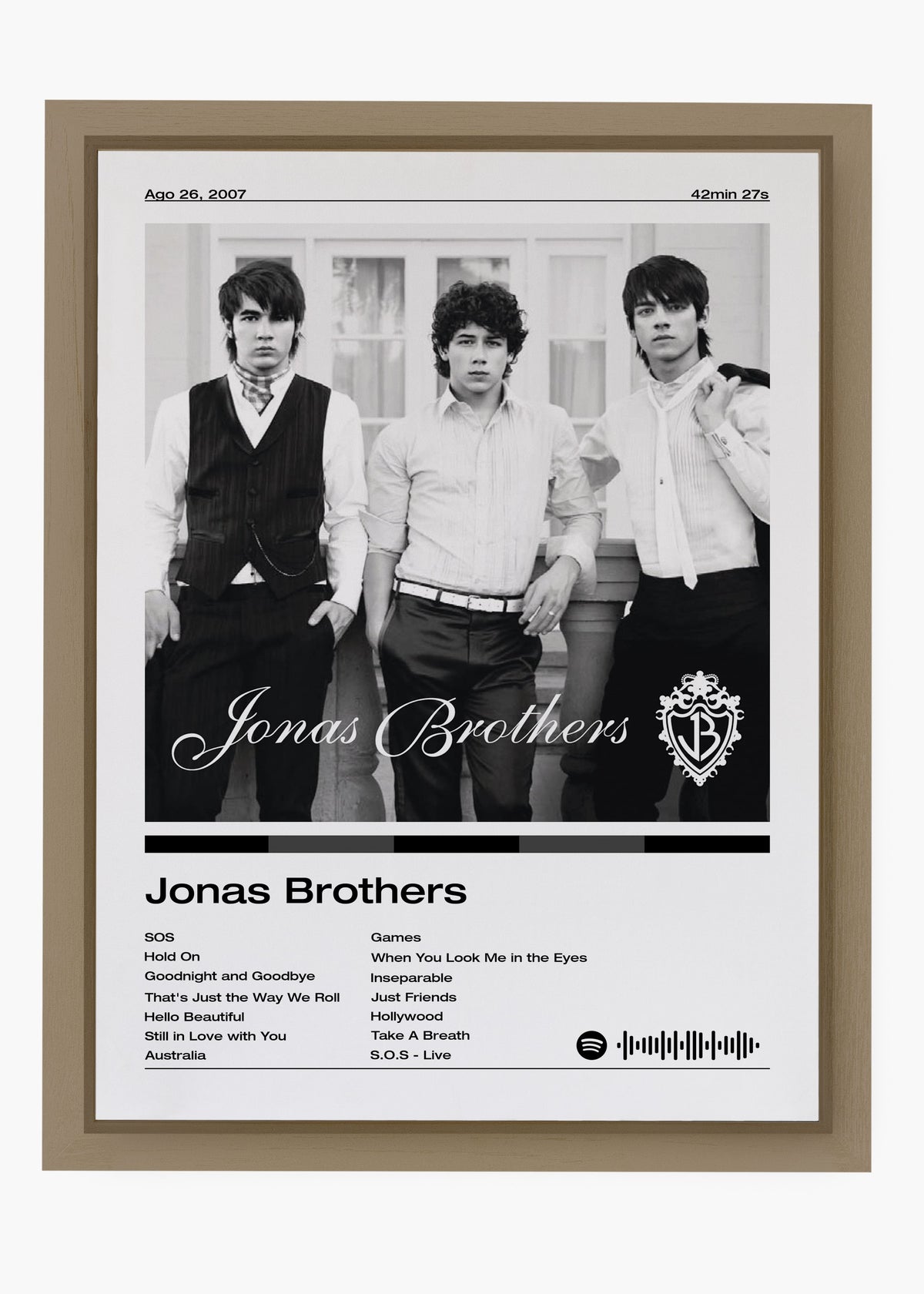 Quadro decorativo Jonas Brothers — arte de pop para parede | Cübe Quadros