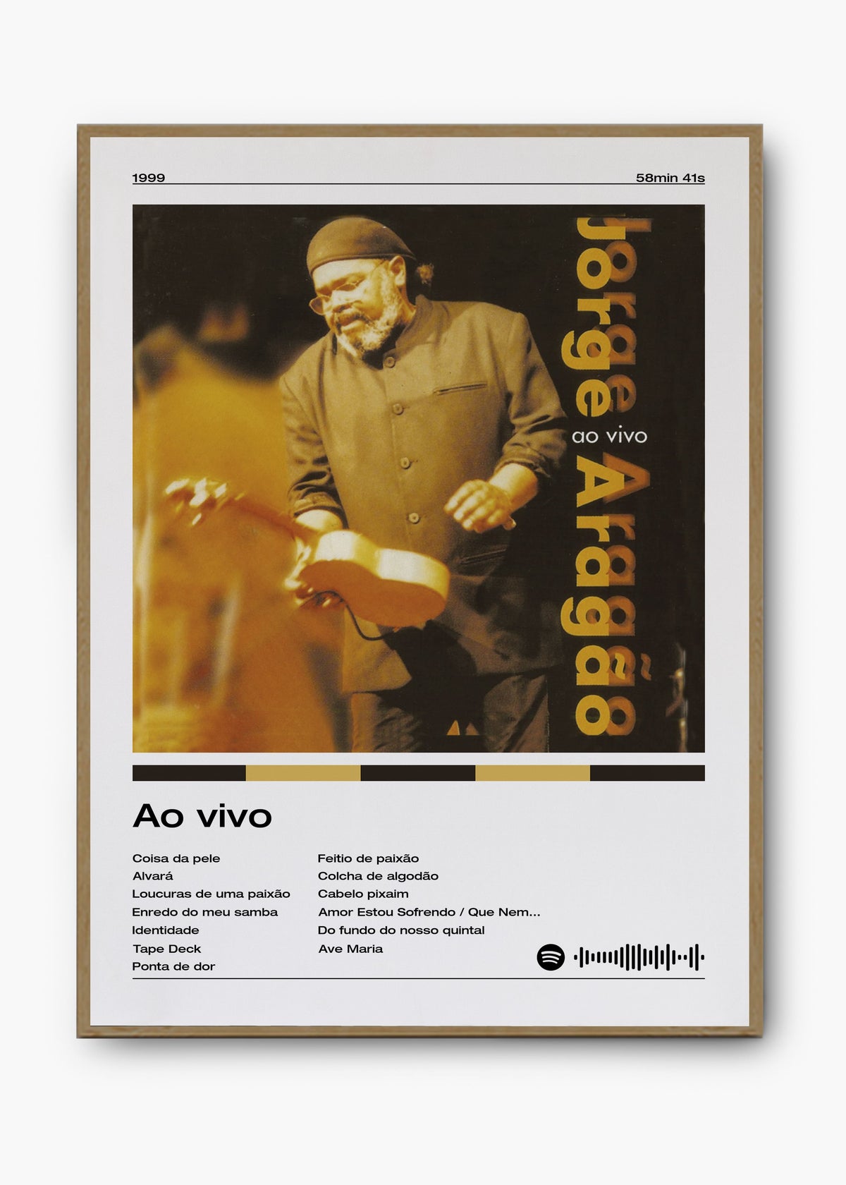 Quadro decorativo Jorge Aragão Ao Vivo — arte de samba para parede | Cübe Quadros