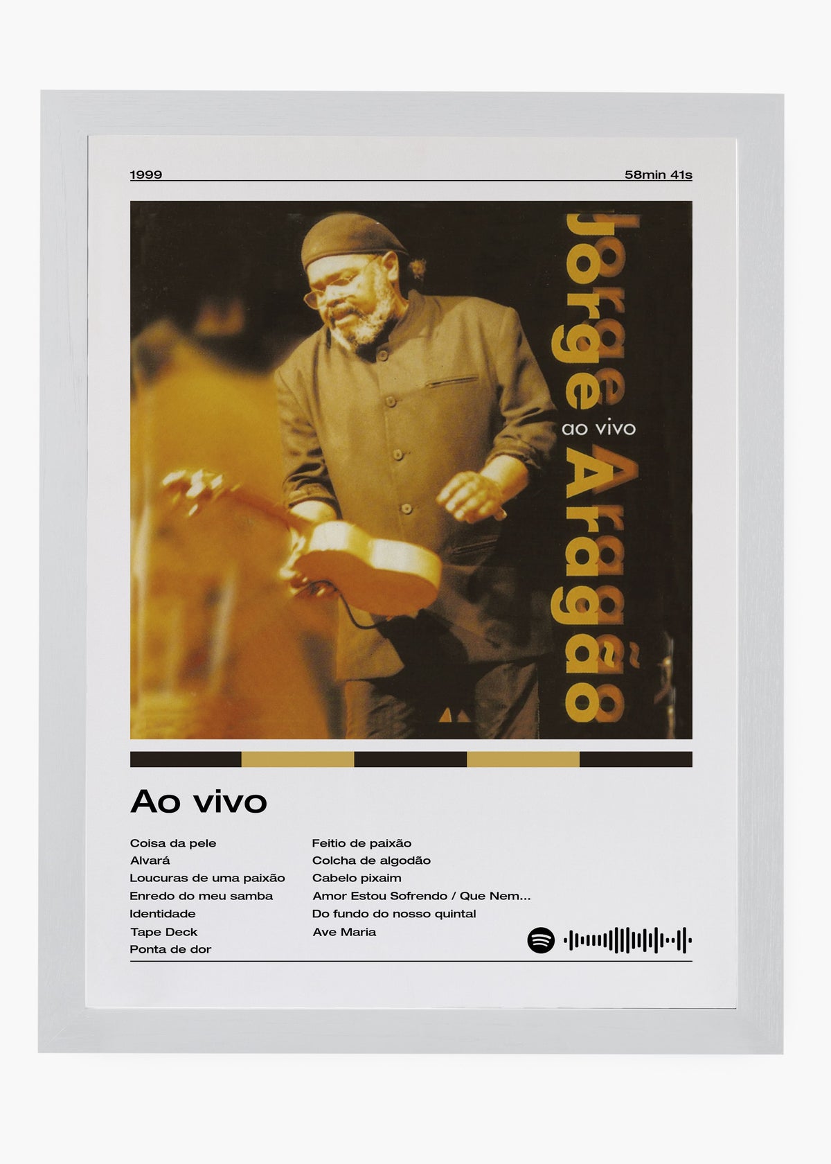 Quadro decorativo Jorge Aragão Ao Vivo — arte de samba para parede | Cübe Quadros
