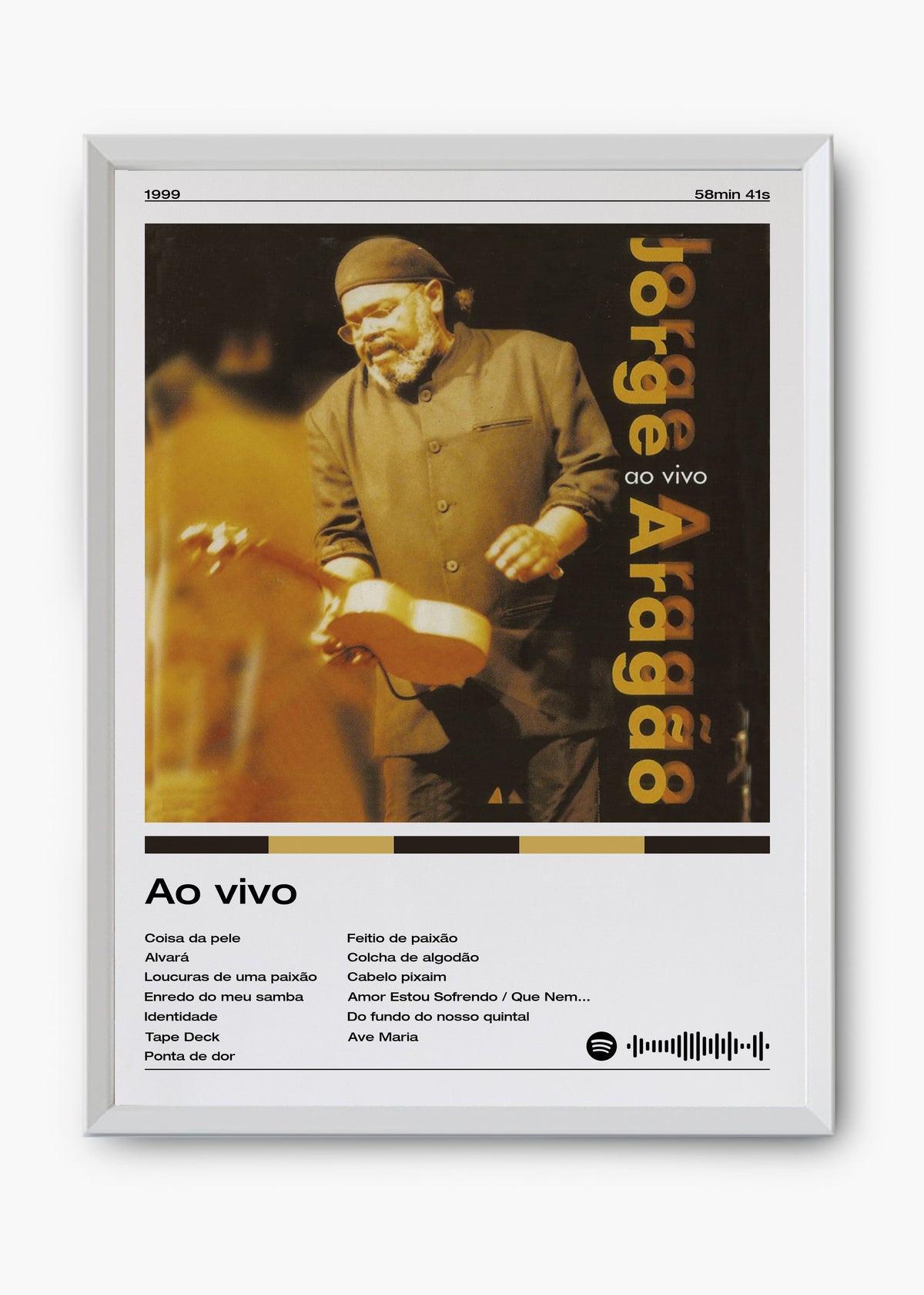 Quadro decorativo Jorge Aragão Ao Vivo — arte de samba para parede | Cübe Quadros