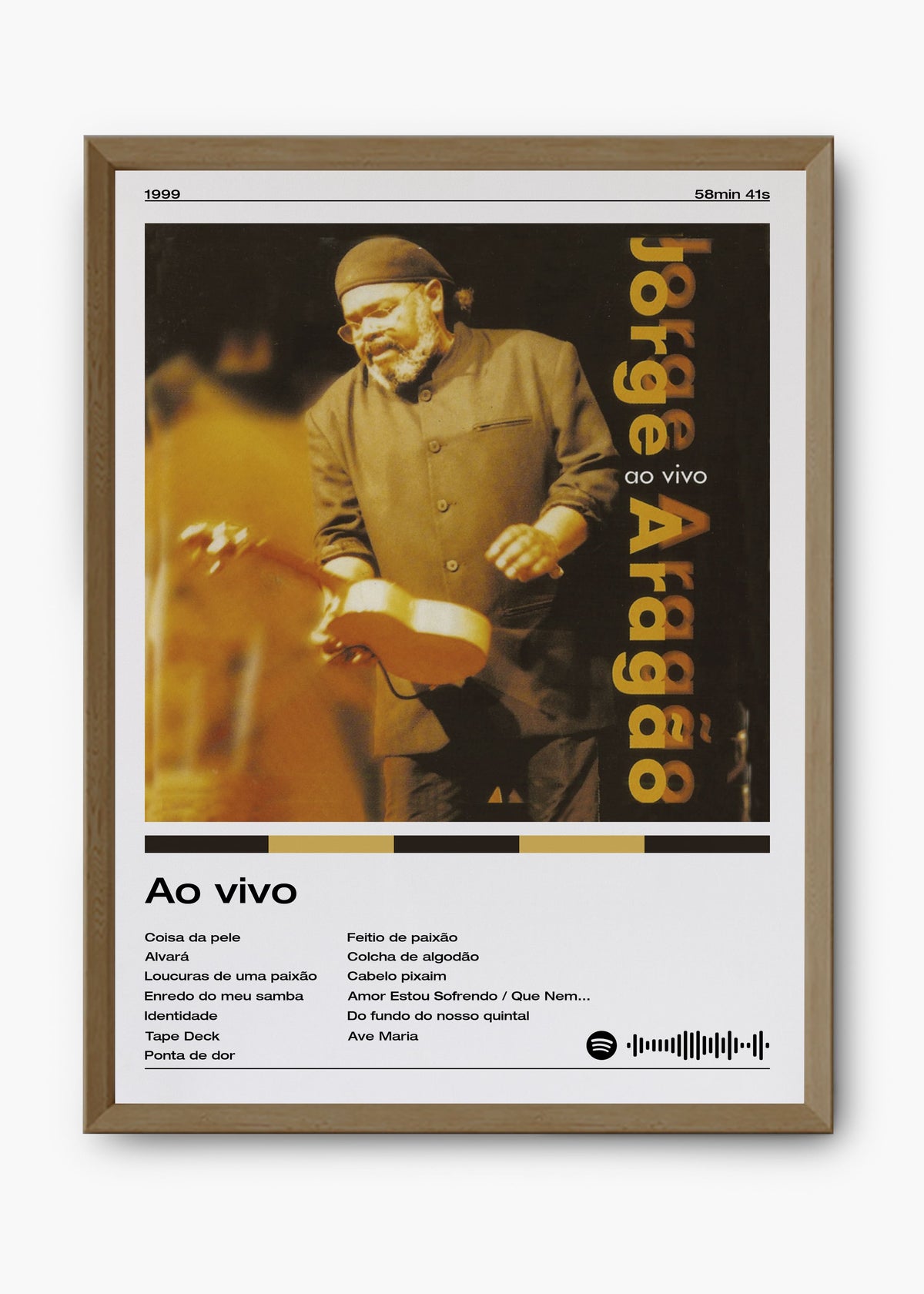 Quadro decorativo Jorge Aragão Ao Vivo — arte de samba para parede | Cübe Quadros