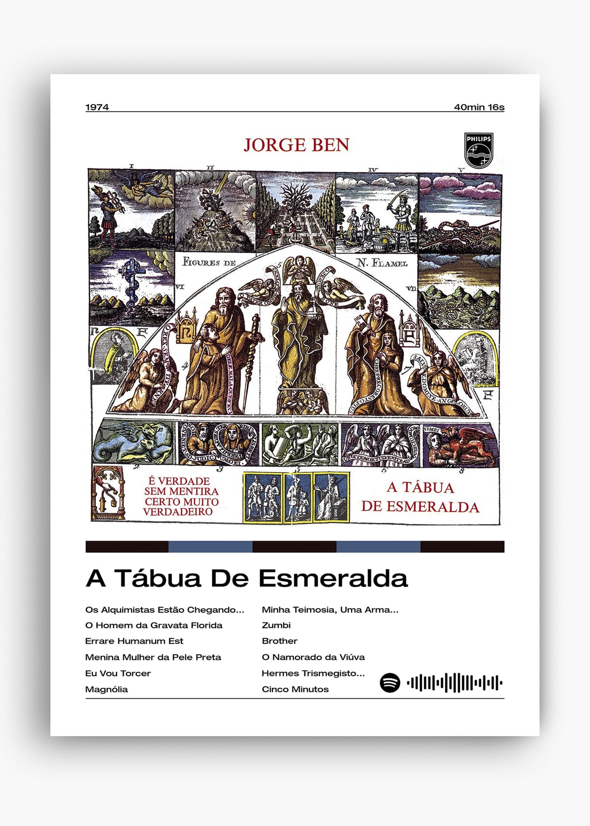 Quadro decorativo Jorge Ben A Tábua de Esmeralda — arte musical brasileira para parede | Cübe Quadros