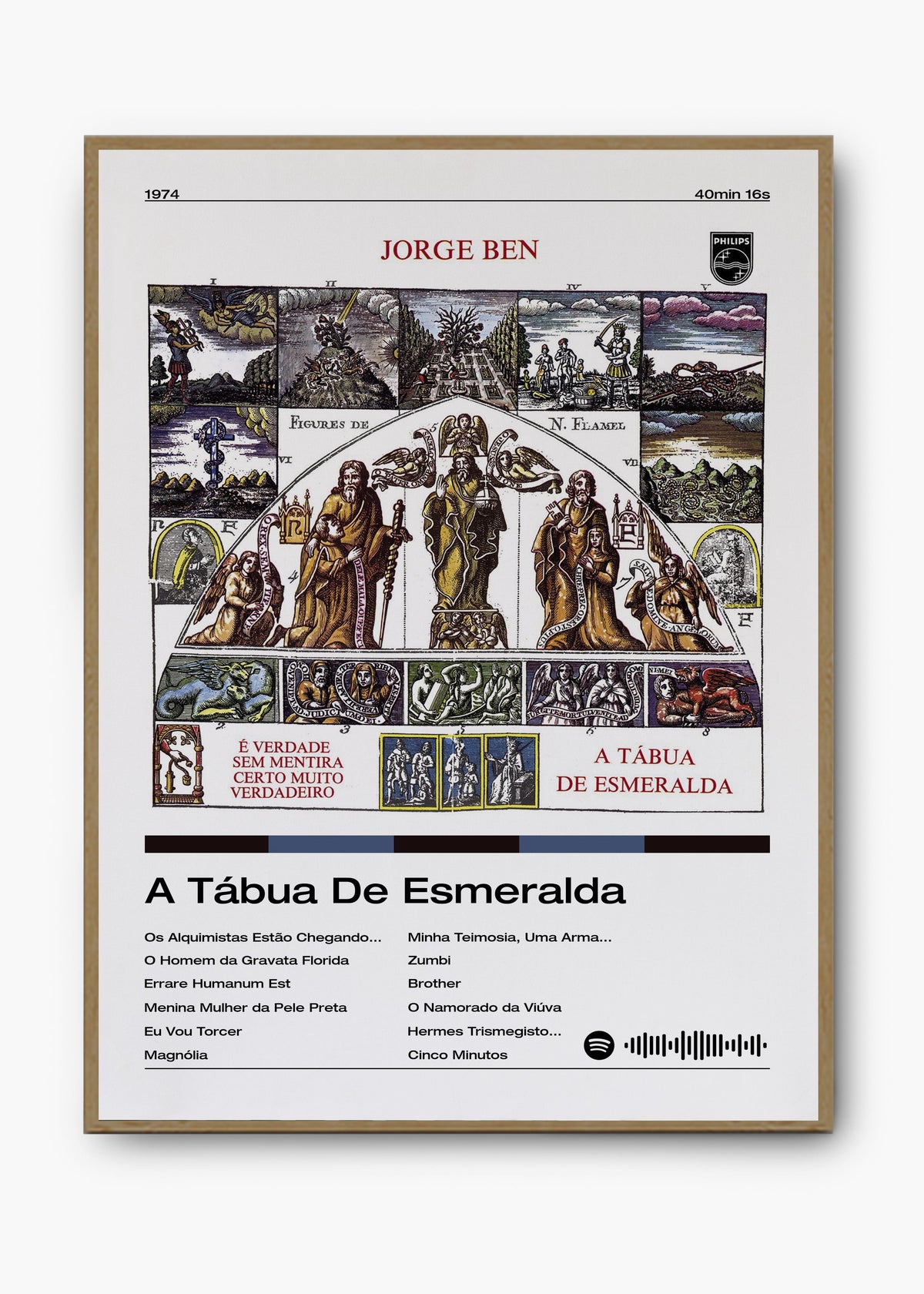 Quadro decorativo Jorge Ben A Tábua de Esmeralda — arte musical brasileira para parede | Cübe Quadros