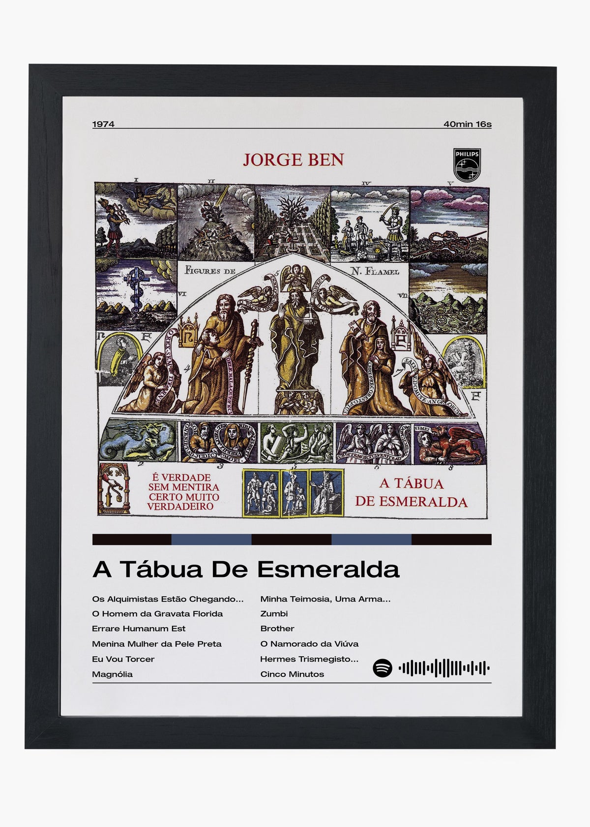 Quadro decorativo Jorge Ben A Tábua de Esmeralda — arte musical brasileira para parede | Cübe Quadros