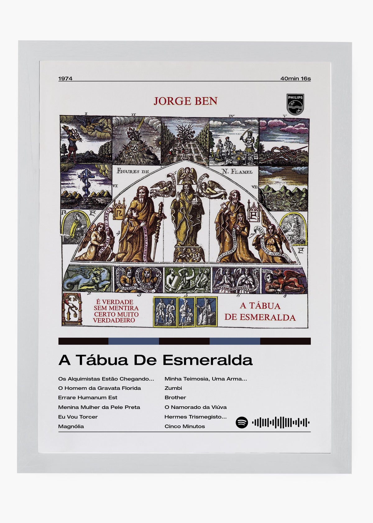 Quadro decorativo Jorge Ben A Tábua de Esmeralda — arte musical brasileira para parede | Cübe Quadros