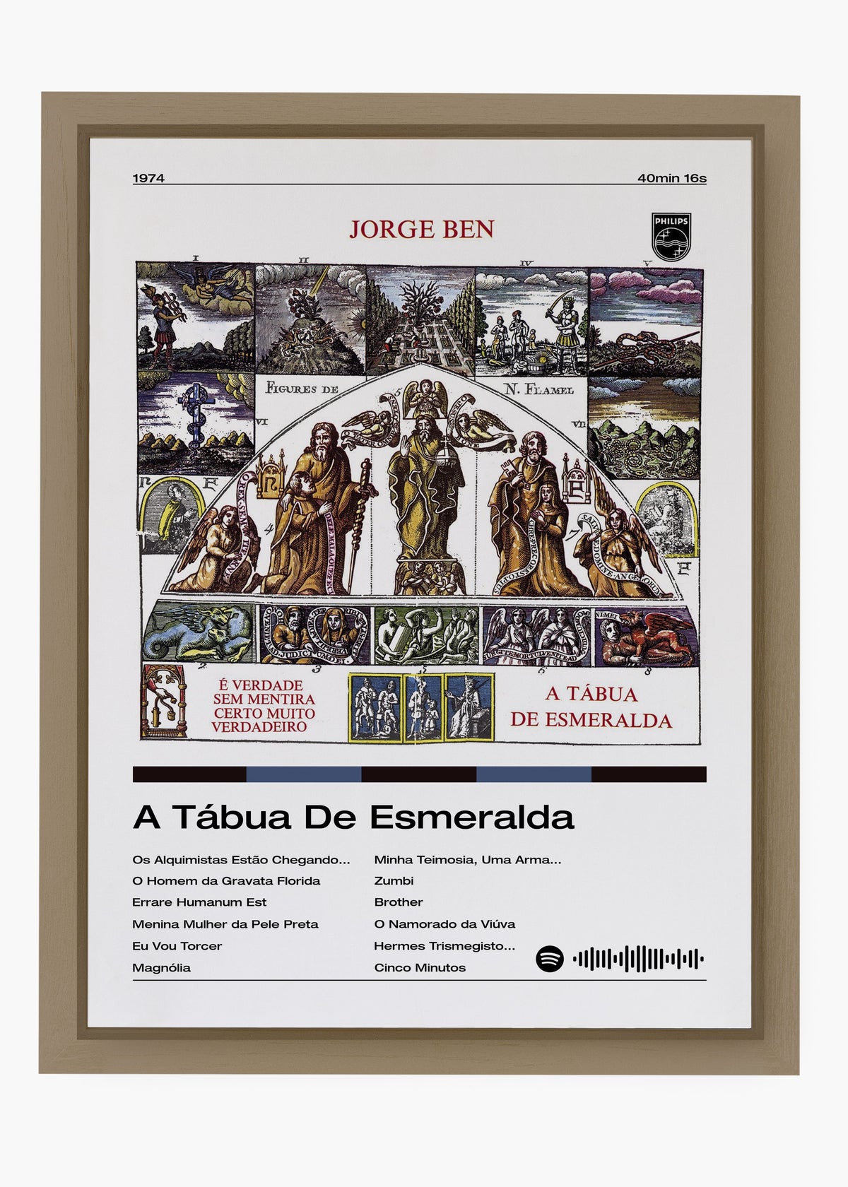 Quadro decorativo Jorge Ben A Tábua de Esmeralda — arte musical brasileira para parede | Cübe Quadros