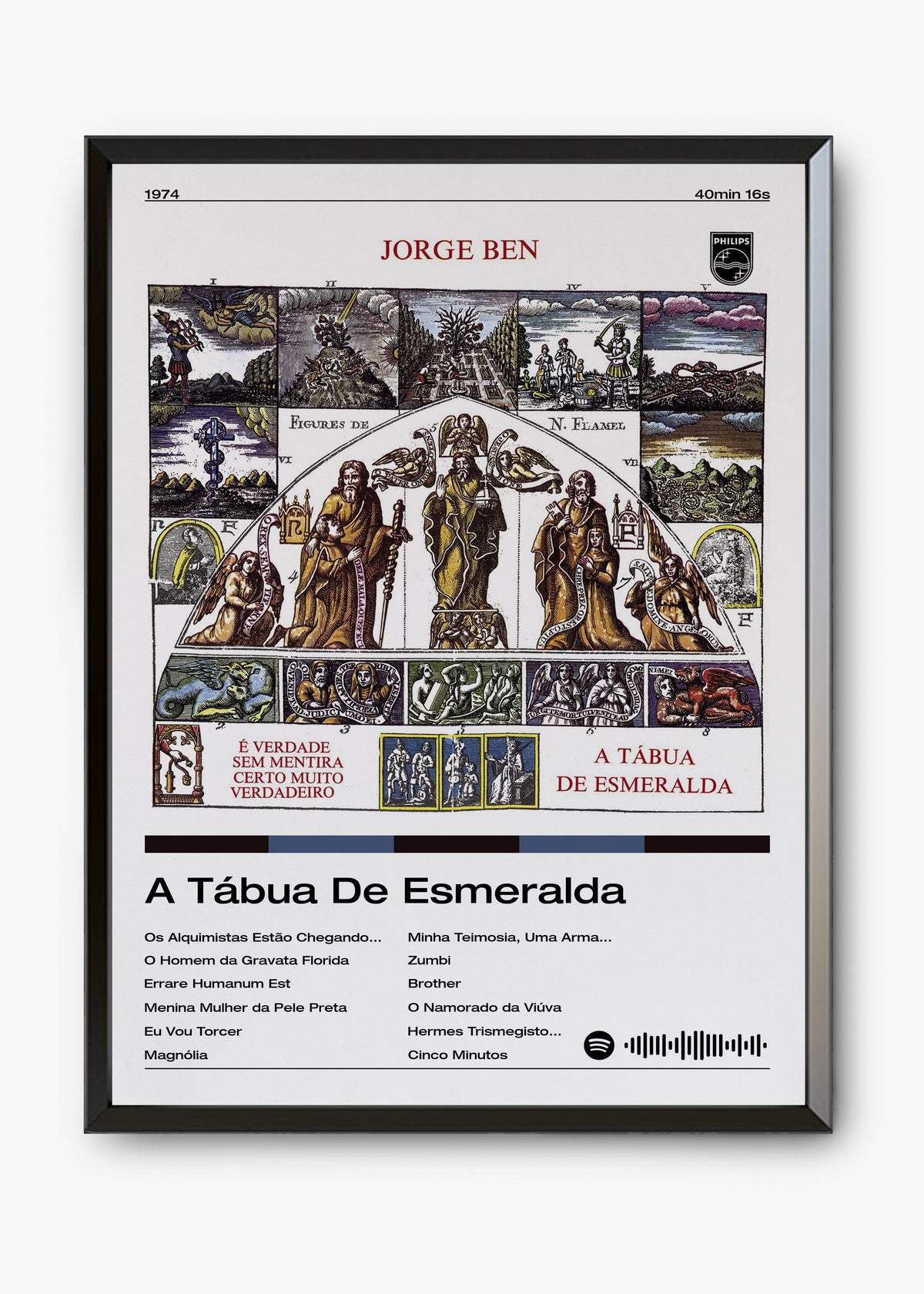 Quadro decorativo Jorge Ben A Tábua de Esmeralda — arte musical brasileira para parede | Cübe Quadros