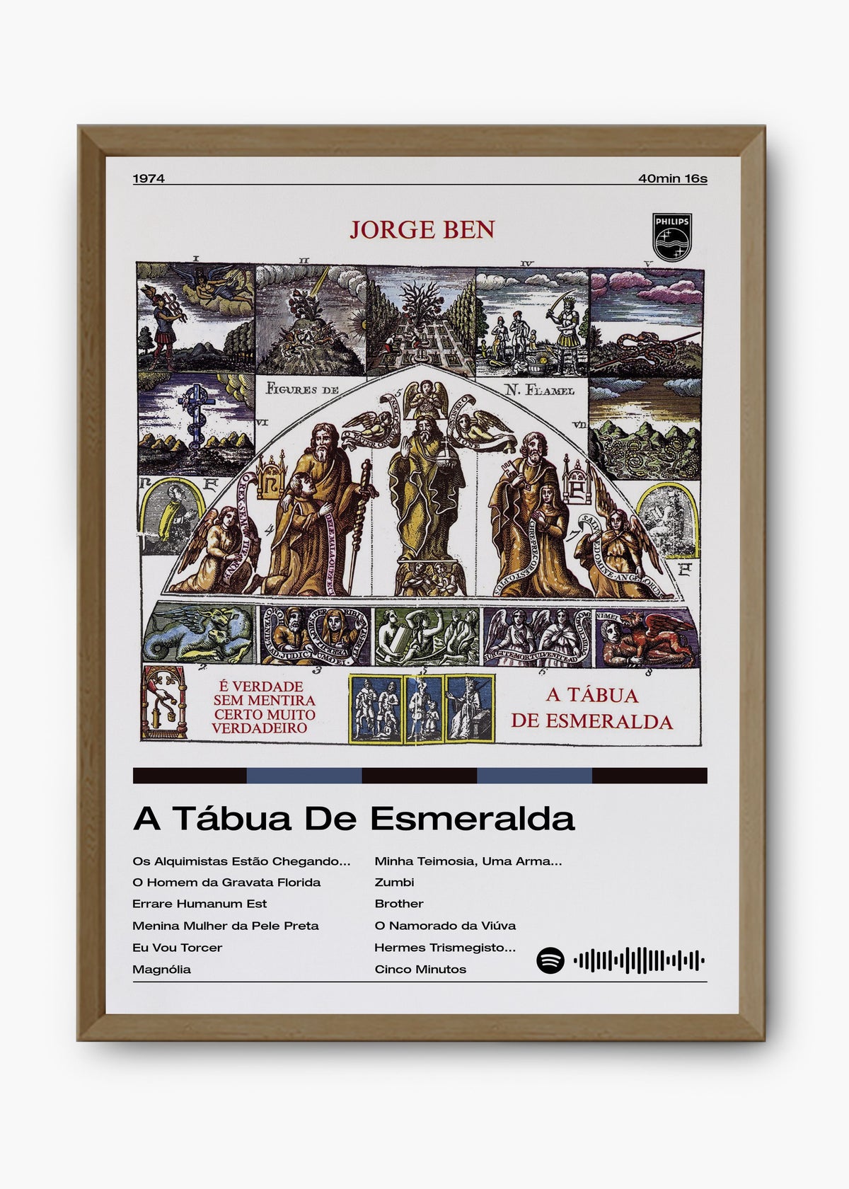 Quadro decorativo Jorge Ben A Tábua de Esmeralda — arte musical brasileira para parede | Cübe Quadros