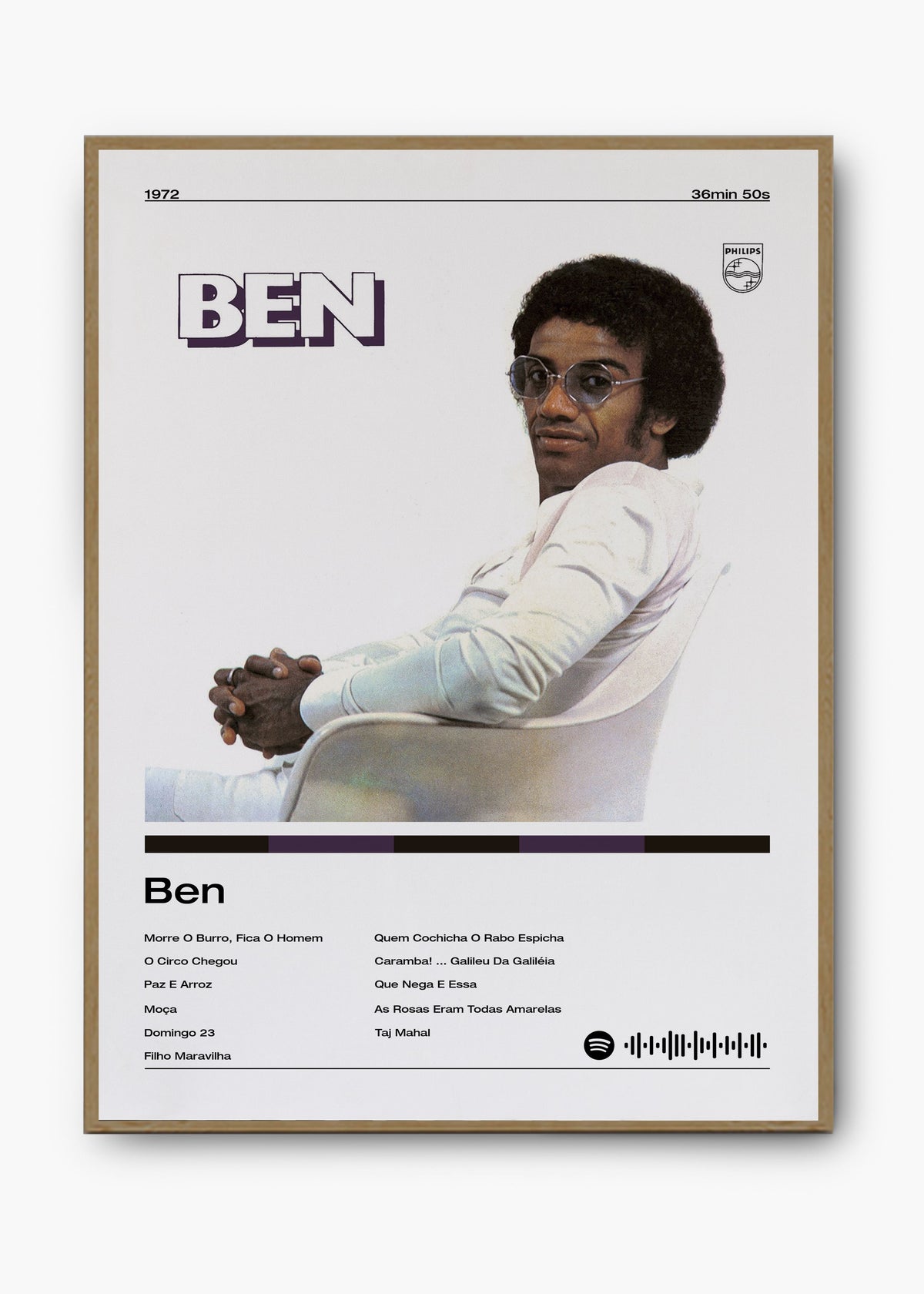 Quadro decorativo Jorge Ben Ben — arte musical brasileira para parede | Cübe Quadros