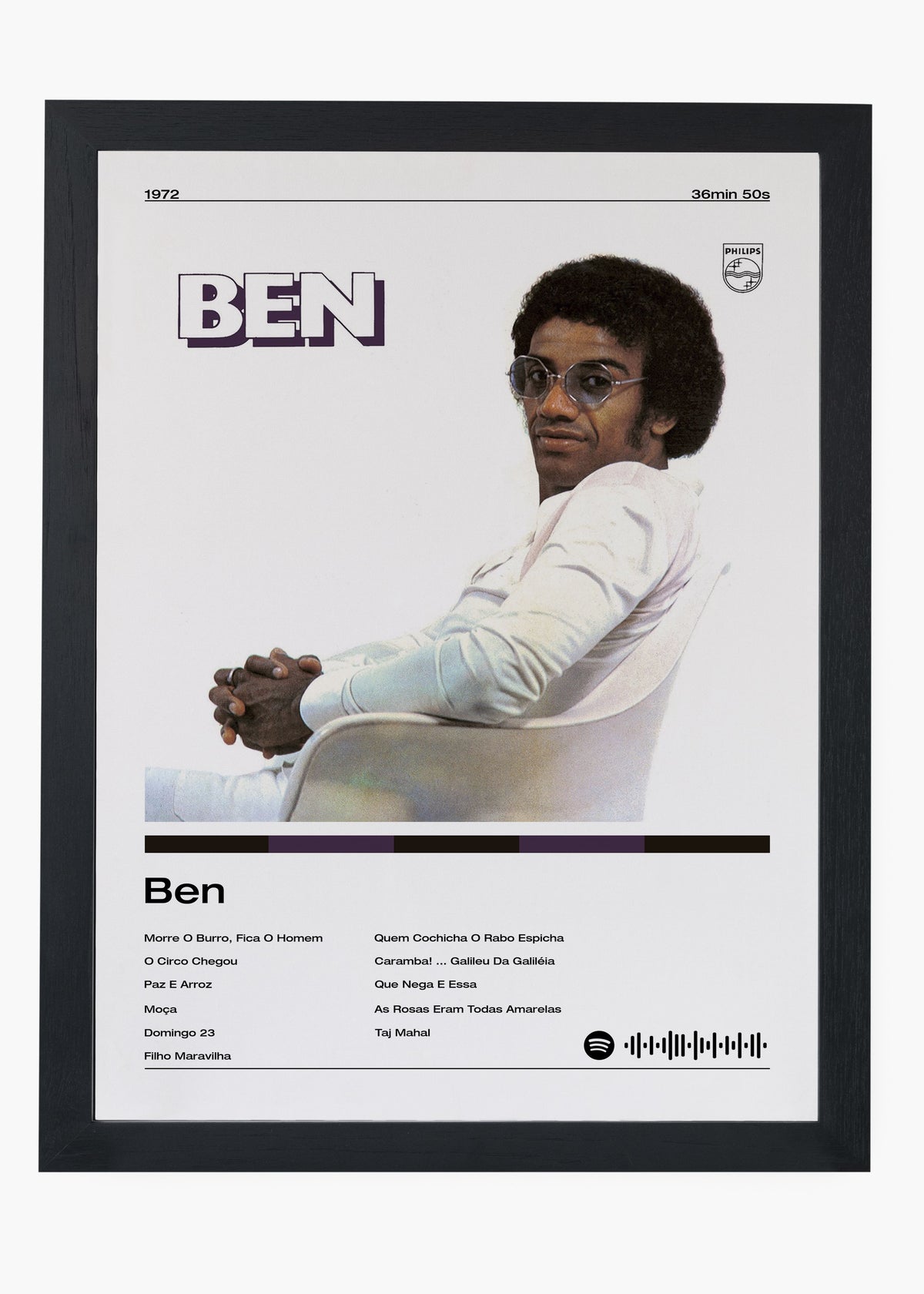 Quadro decorativo Jorge Ben Ben — arte musical brasileira para parede | Cübe Quadros