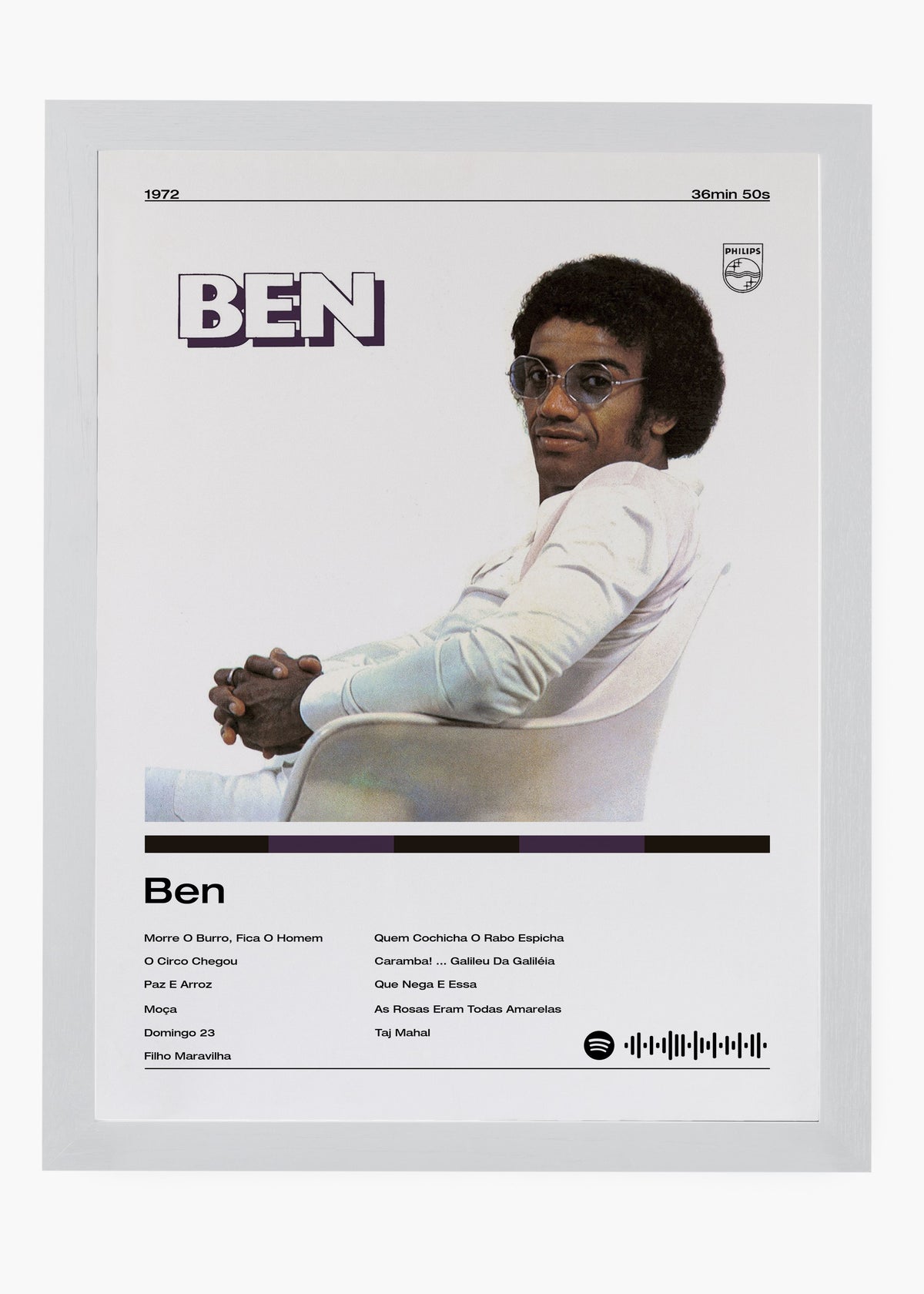 Quadro decorativo Jorge Ben Ben — arte musical brasileira para parede | Cübe Quadros