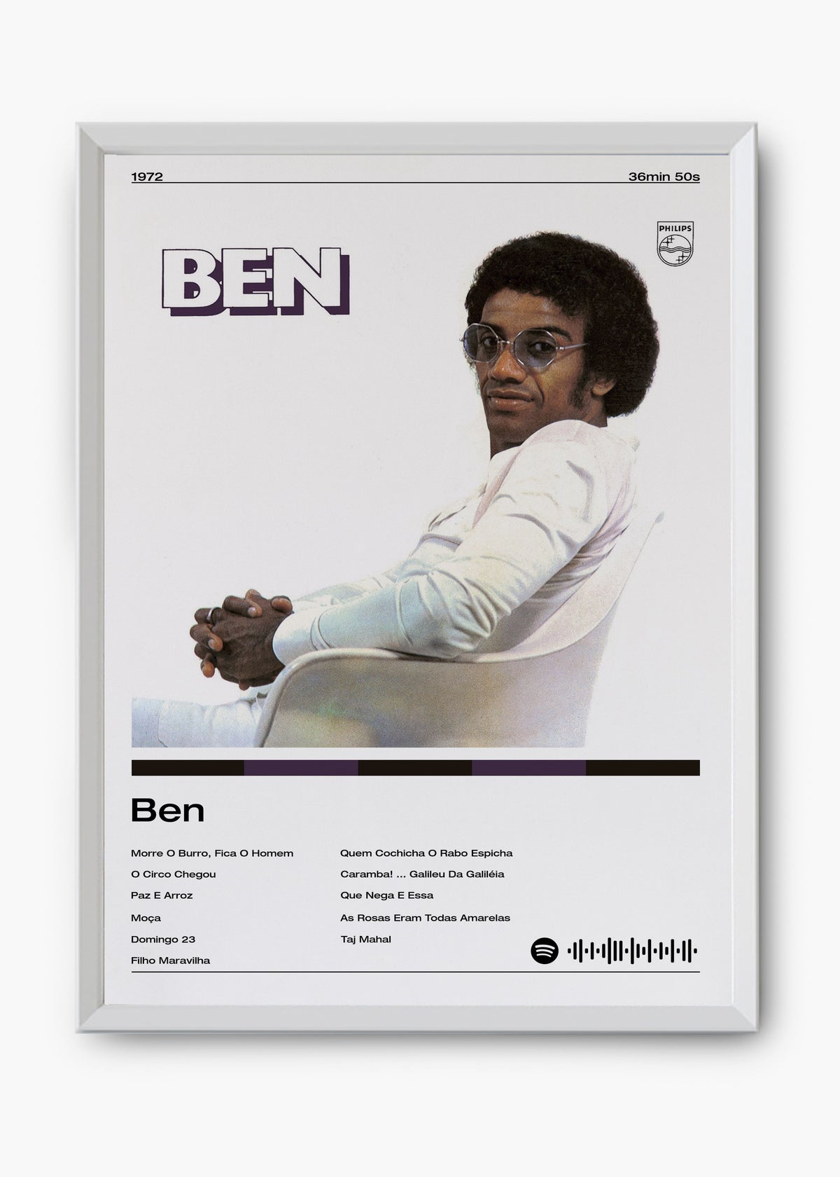 Quadro decorativo Jorge Ben Ben — arte musical brasileira para parede | Cübe Quadros