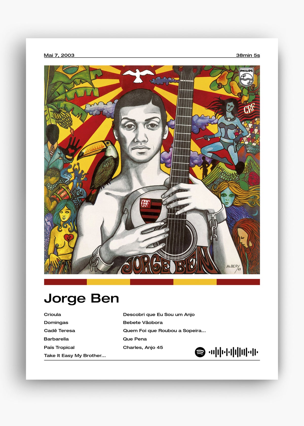 Quadro decorativo Jorge Ben Jorge Ben — arte musical brasileira para parede | Cübe Quadros