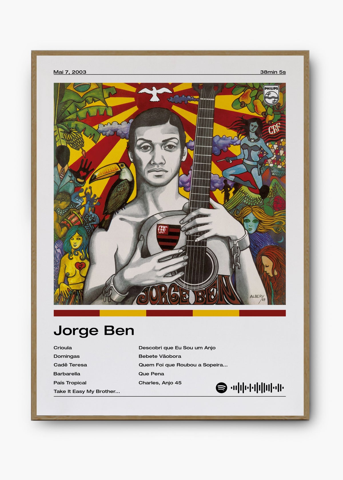 Quadro decorativo Jorge Ben Jorge Ben — arte musical brasileira para parede | Cübe Quadros